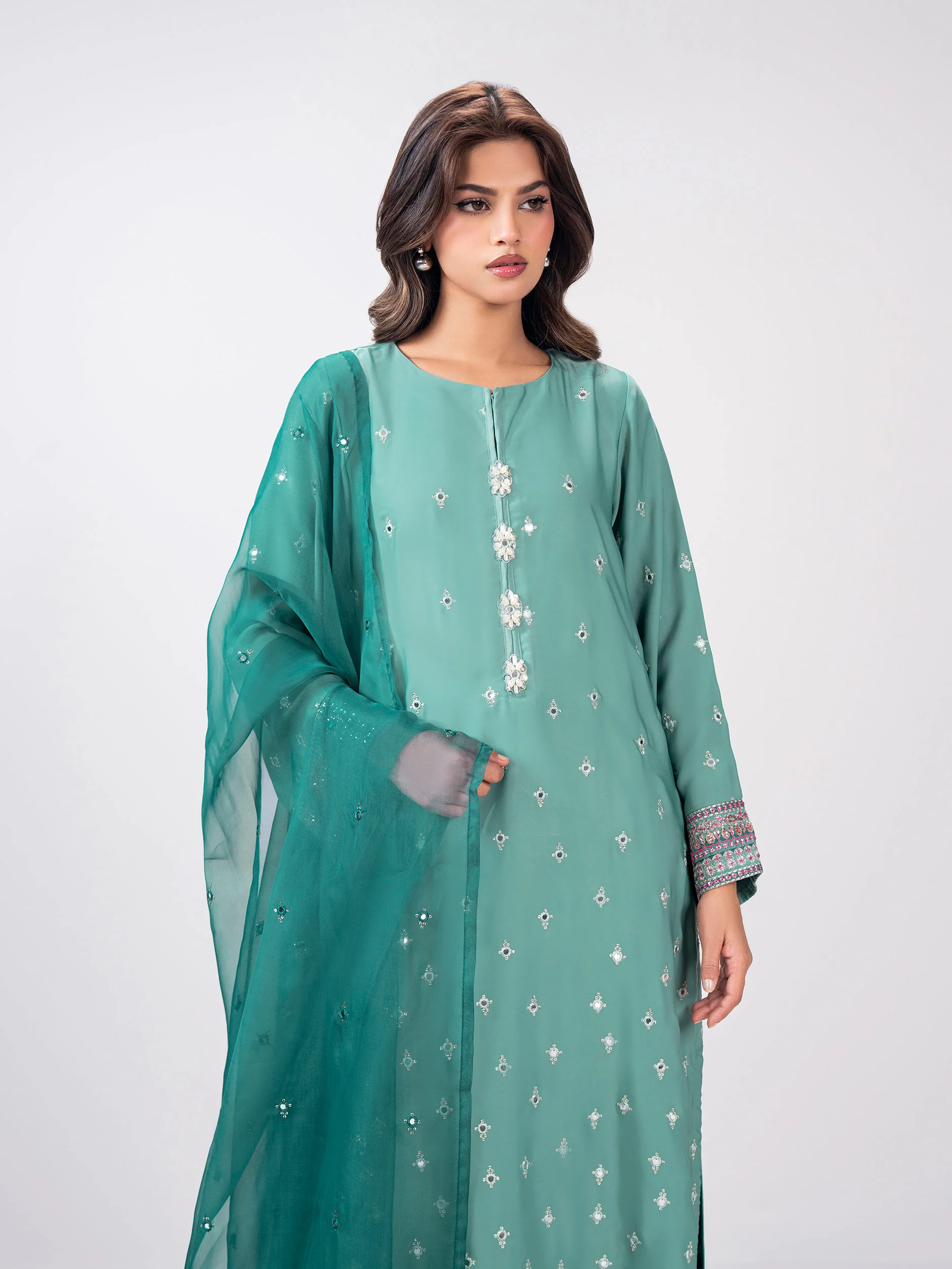 3 Piece Premium Silk Suit- Embroidered (Pret) - Image 4