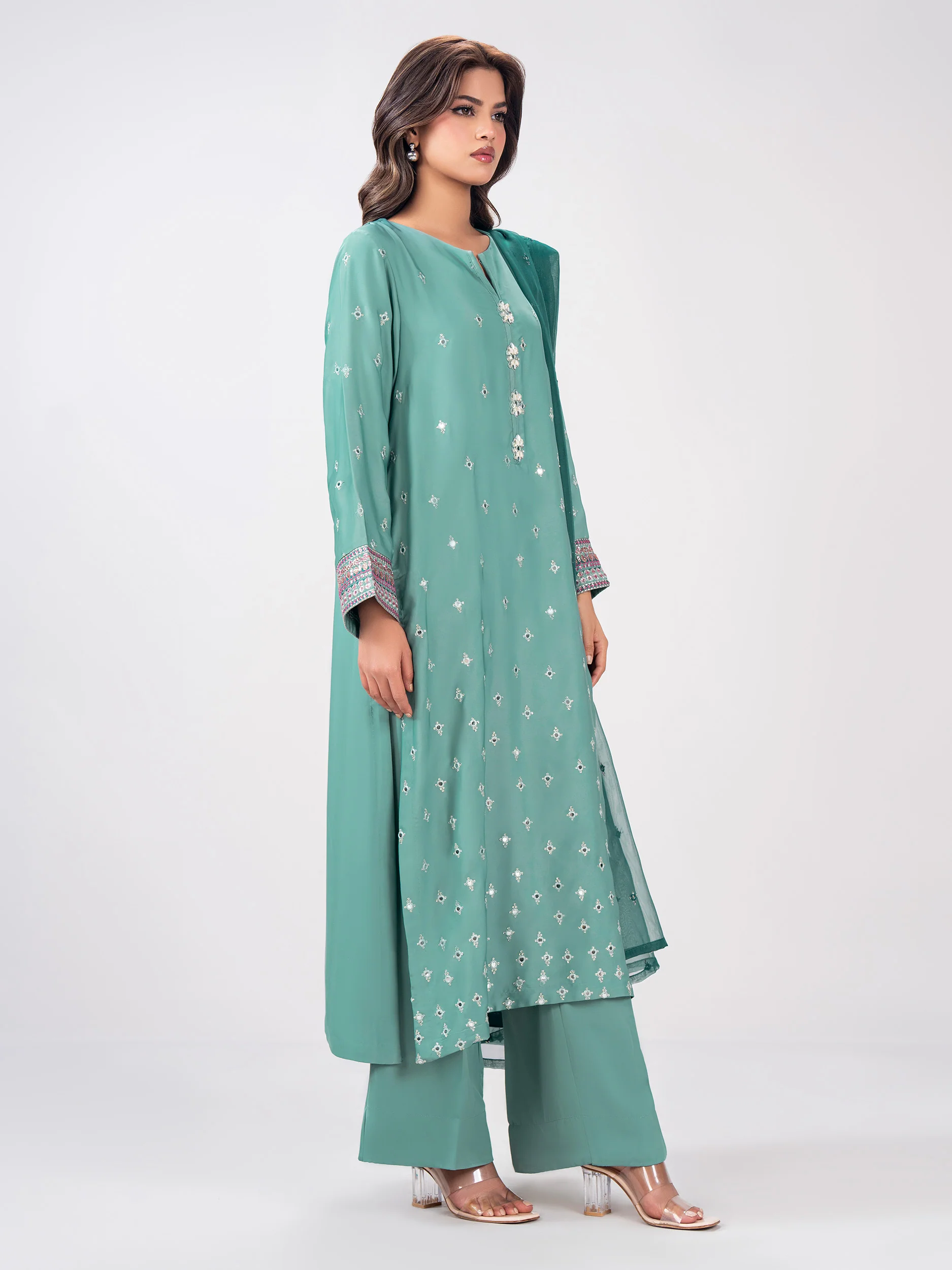 3 Piece Premium Silk Suit- Embroidered (Pret) - Image 6