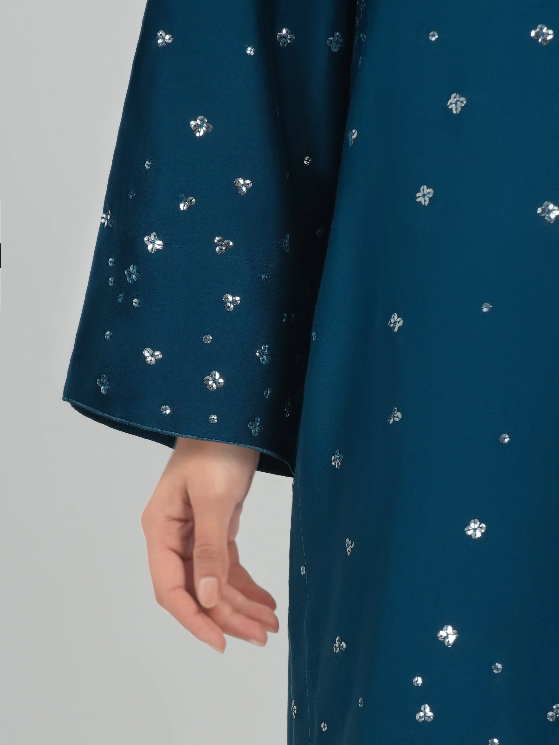 2 Piece Satin Suit- Embroirdered (Pret) - Image 5