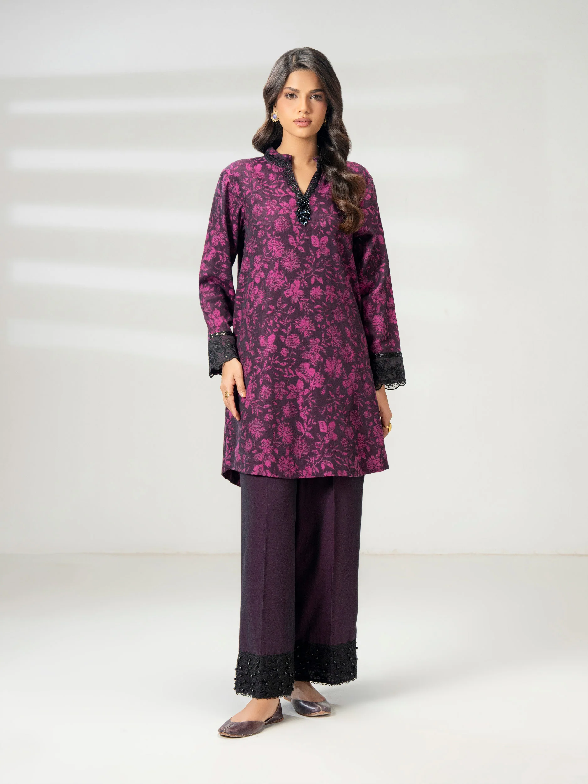 2 Piece Jacquard Suit-Embroidered (Pret) - Image 2