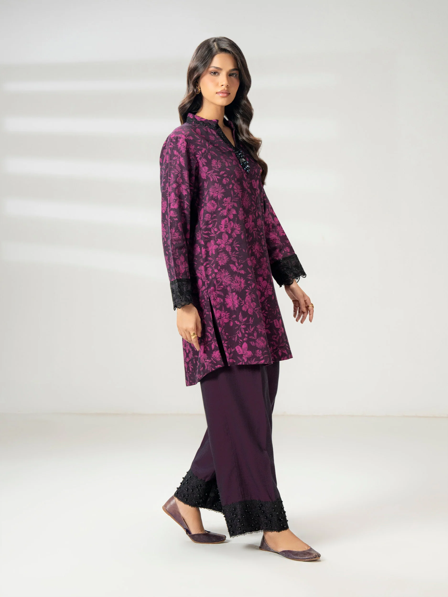 2 Piece Jacquard Suit-Embroidered (Pret) - Image 4
