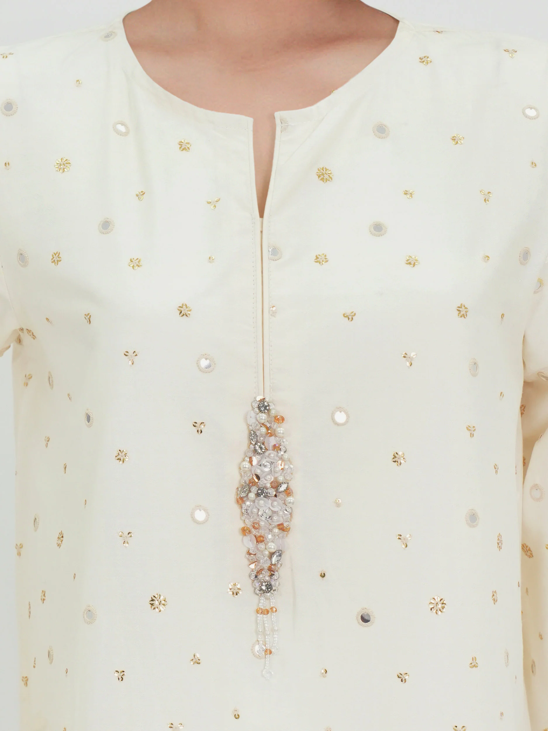 3 Piece Dobby Jacquard Suit- Embroidered (Pret) - Image 4