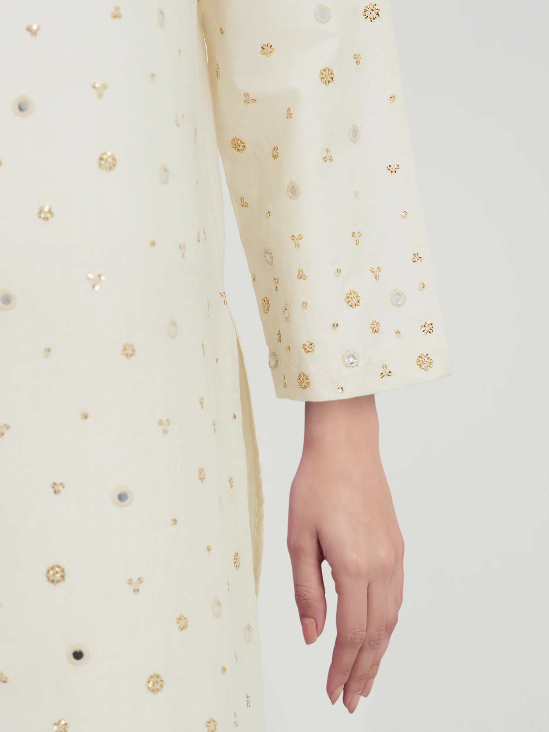 3 Piece Dobby Jacquard Suit- Embroidered (Pret) - Image 5