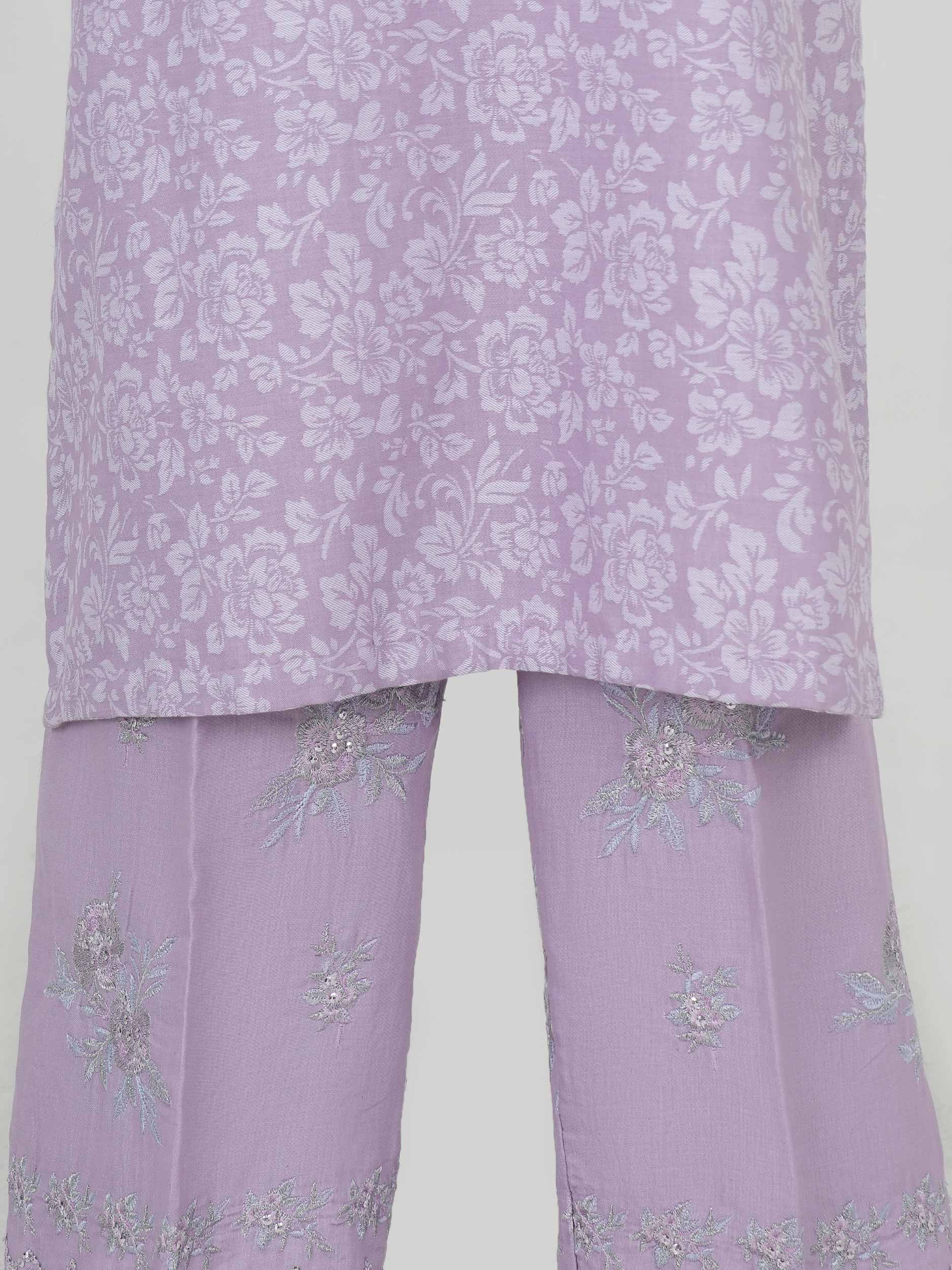 2 Piece Self Jacquard Suit- Embroidered (Pret) - Image 6