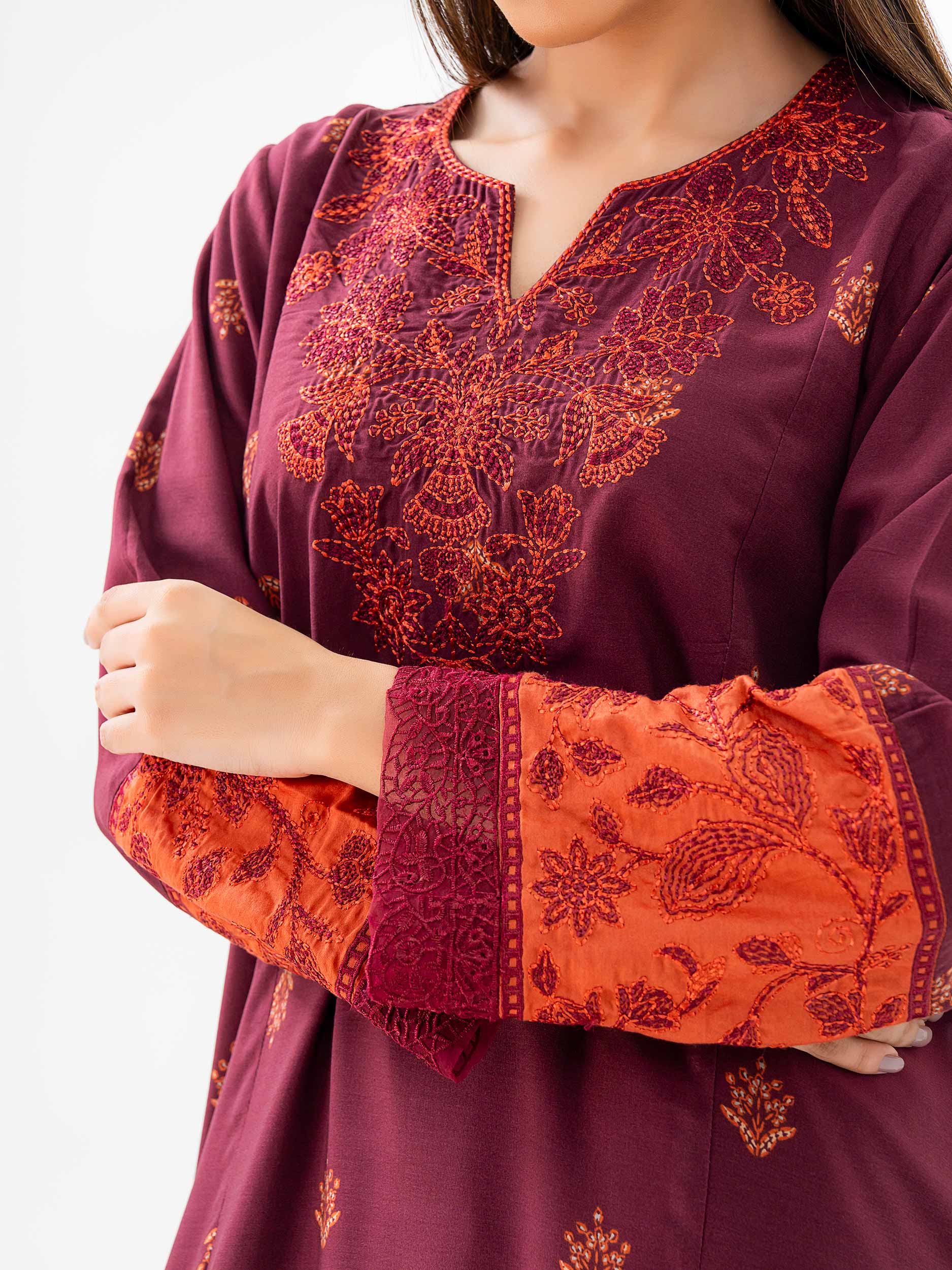 2 Piece Linen Suit-Embroidered (Pret) - Image 6