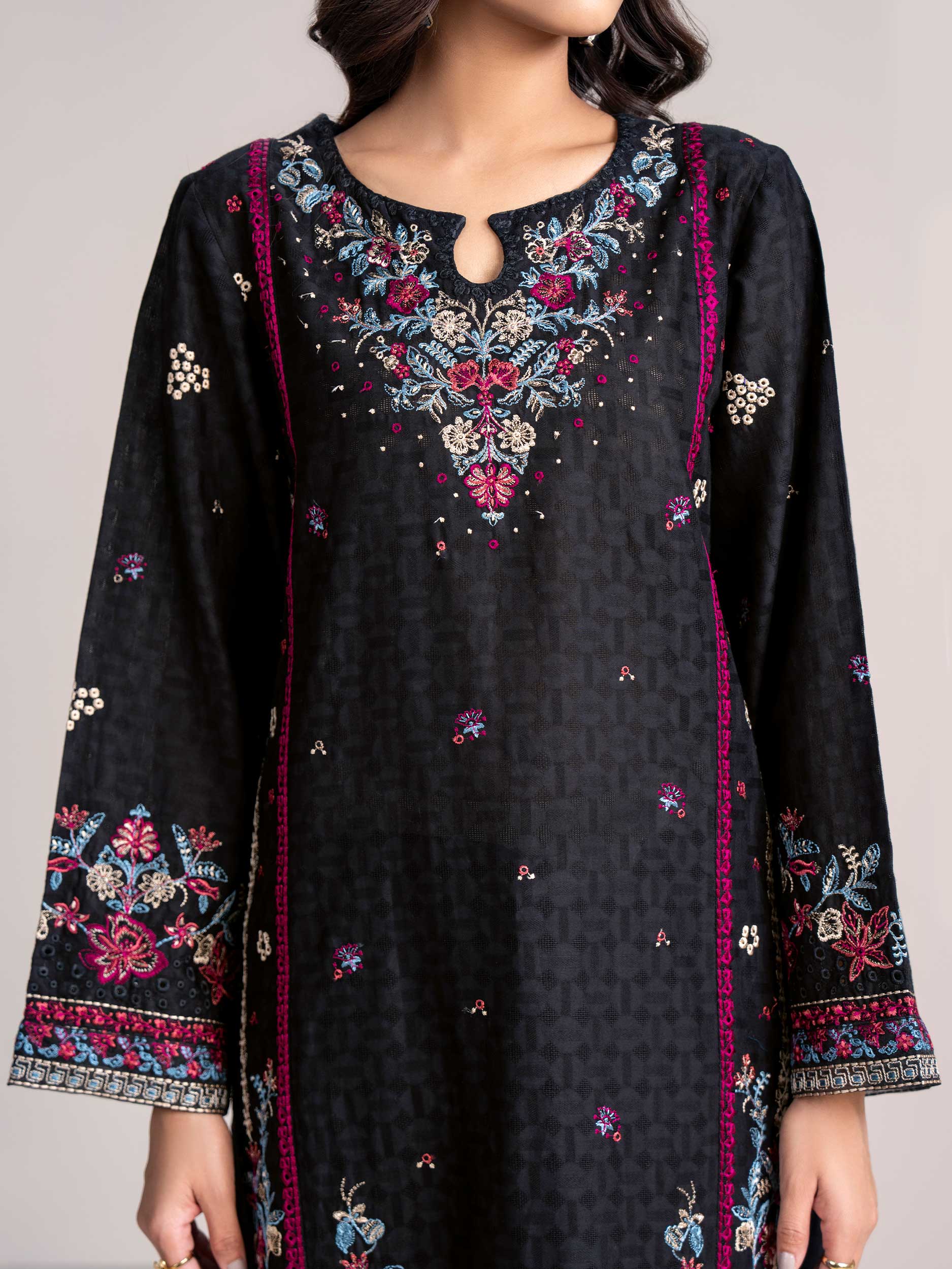 2-Piece Self Jacquard Suit-Embroidered (Pret) - Image 6