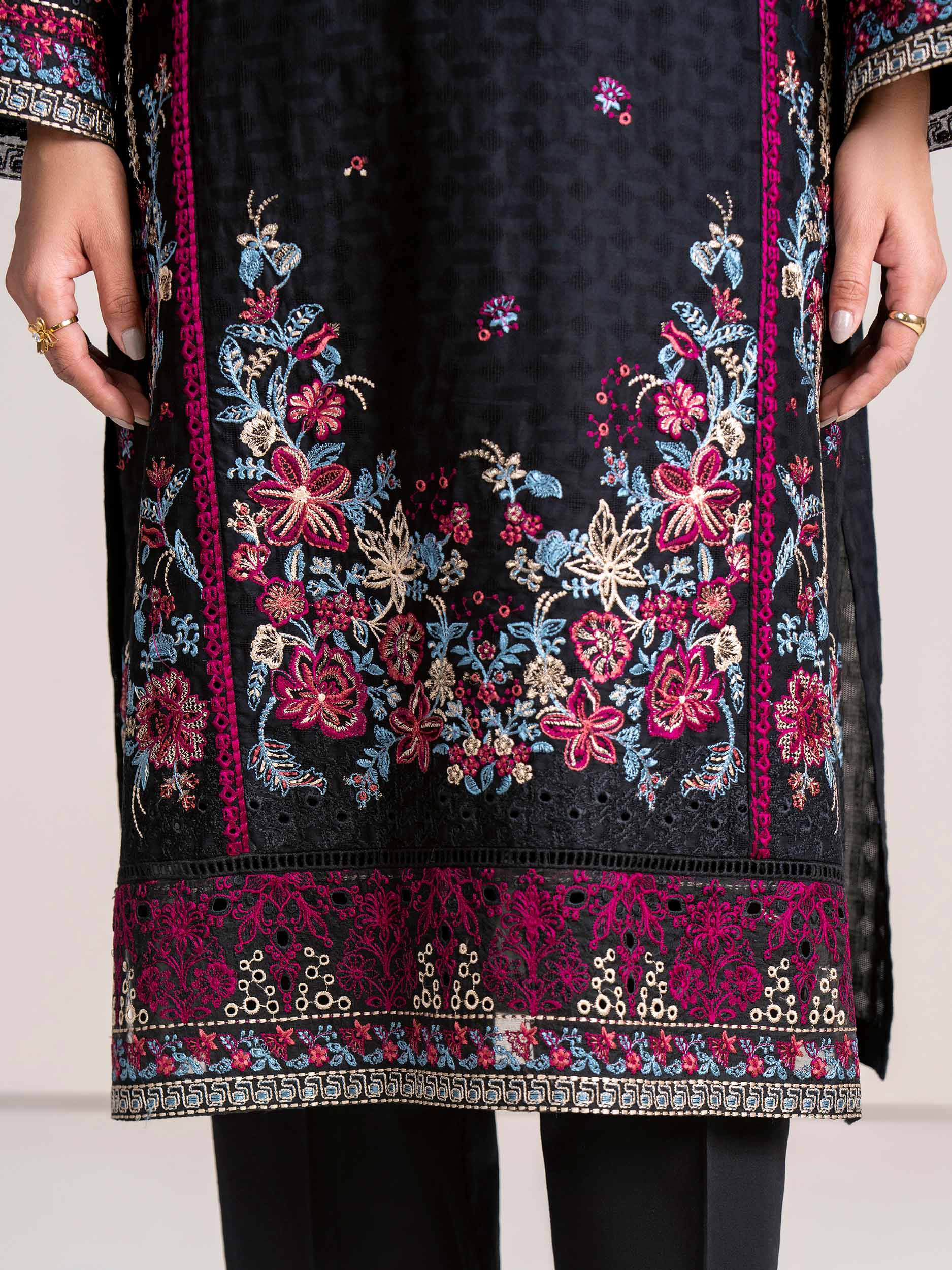 2-Piece Self Jacquard Suit-Embroidered (Pret) - Image 7