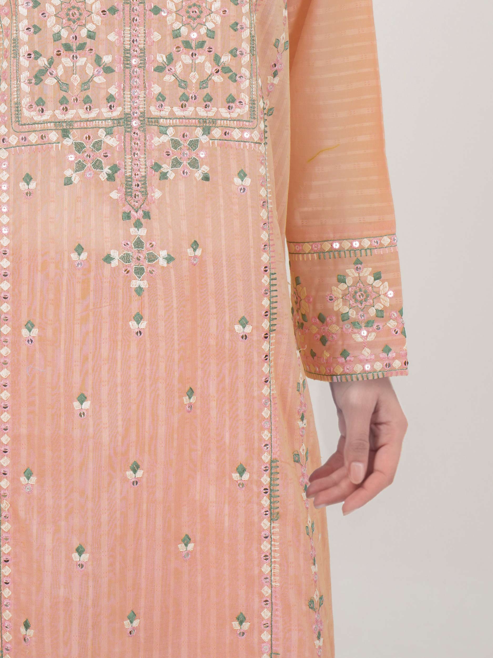 3 Piece Self Jacquard Suit- Embroidered (Pret) - Image 5