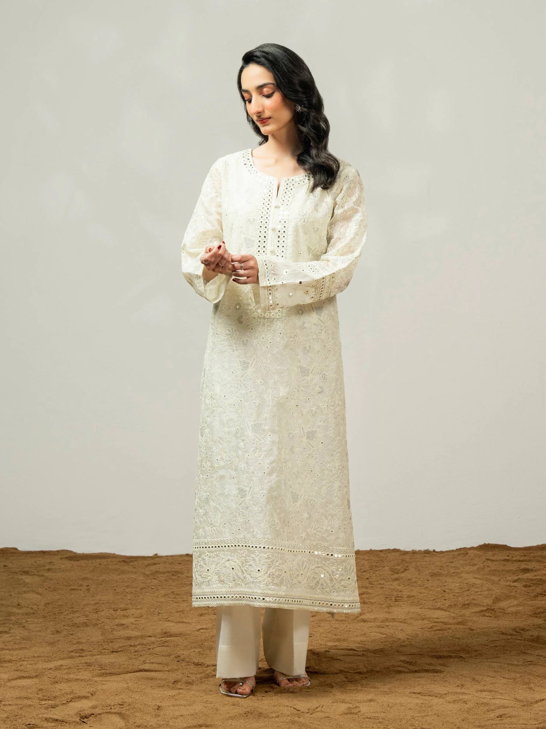 2 Piece Net Suit-Embroidered (Pret) - Image 3