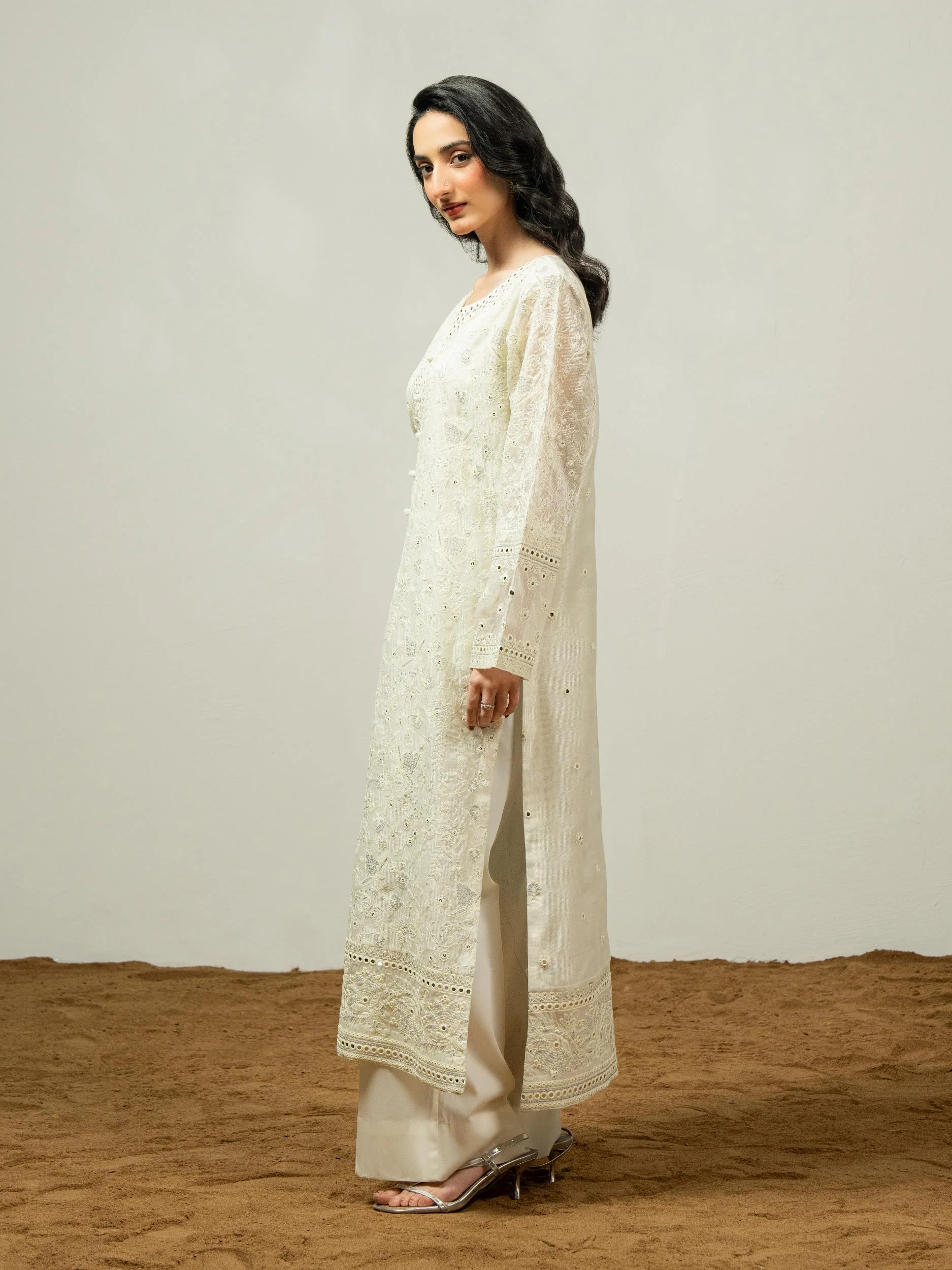 2 Piece Net Suit-Embroidered (Pret) - Image 4