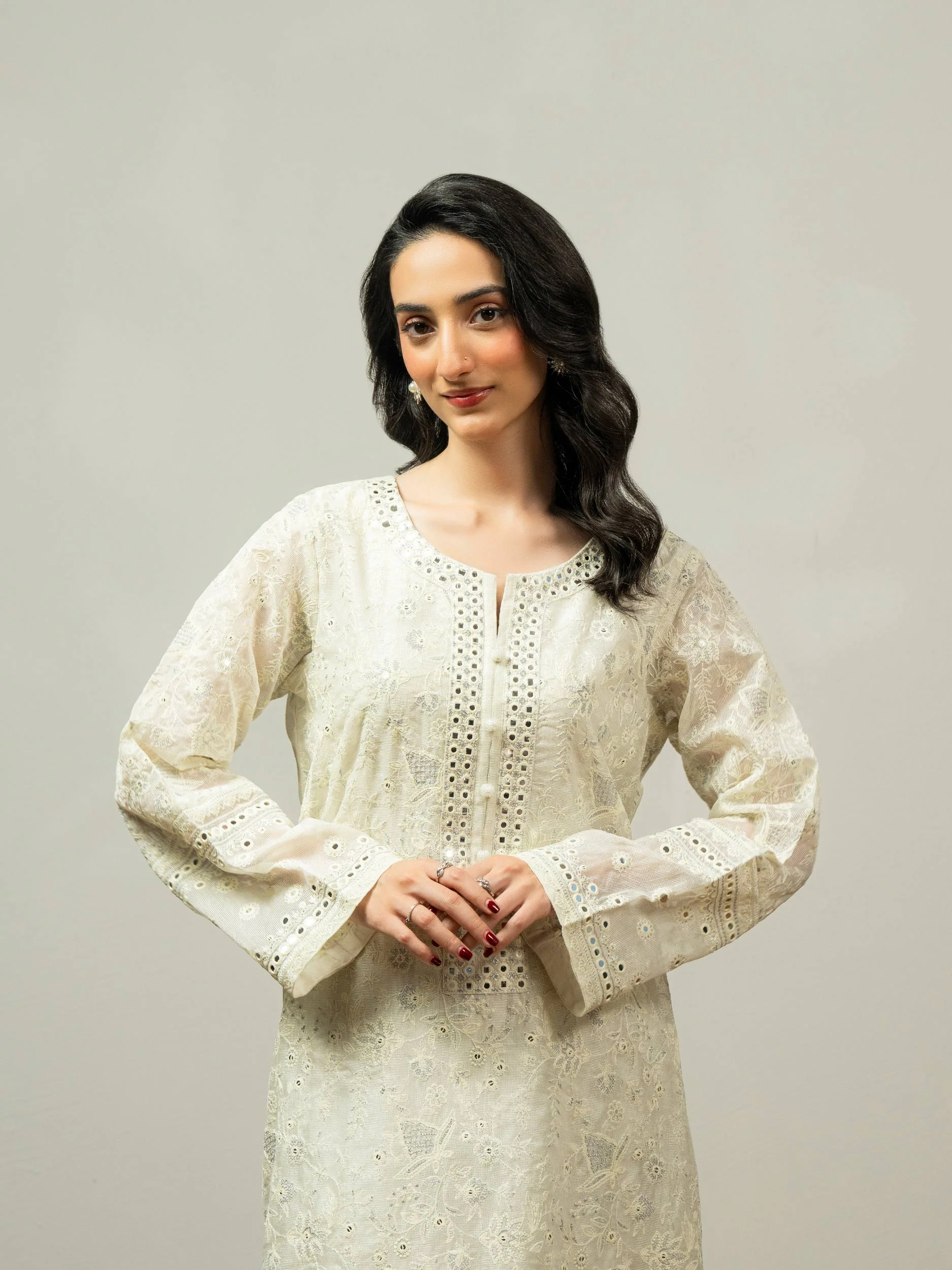 2 Piece Net Suit-Embroidered (Pret) - Image 6