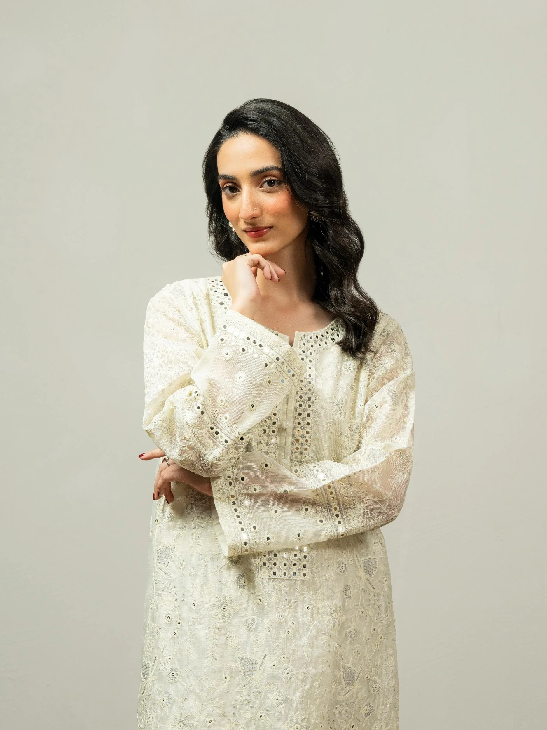 2 Piece Net Suit-Embroidered (Pret) - Image 7
