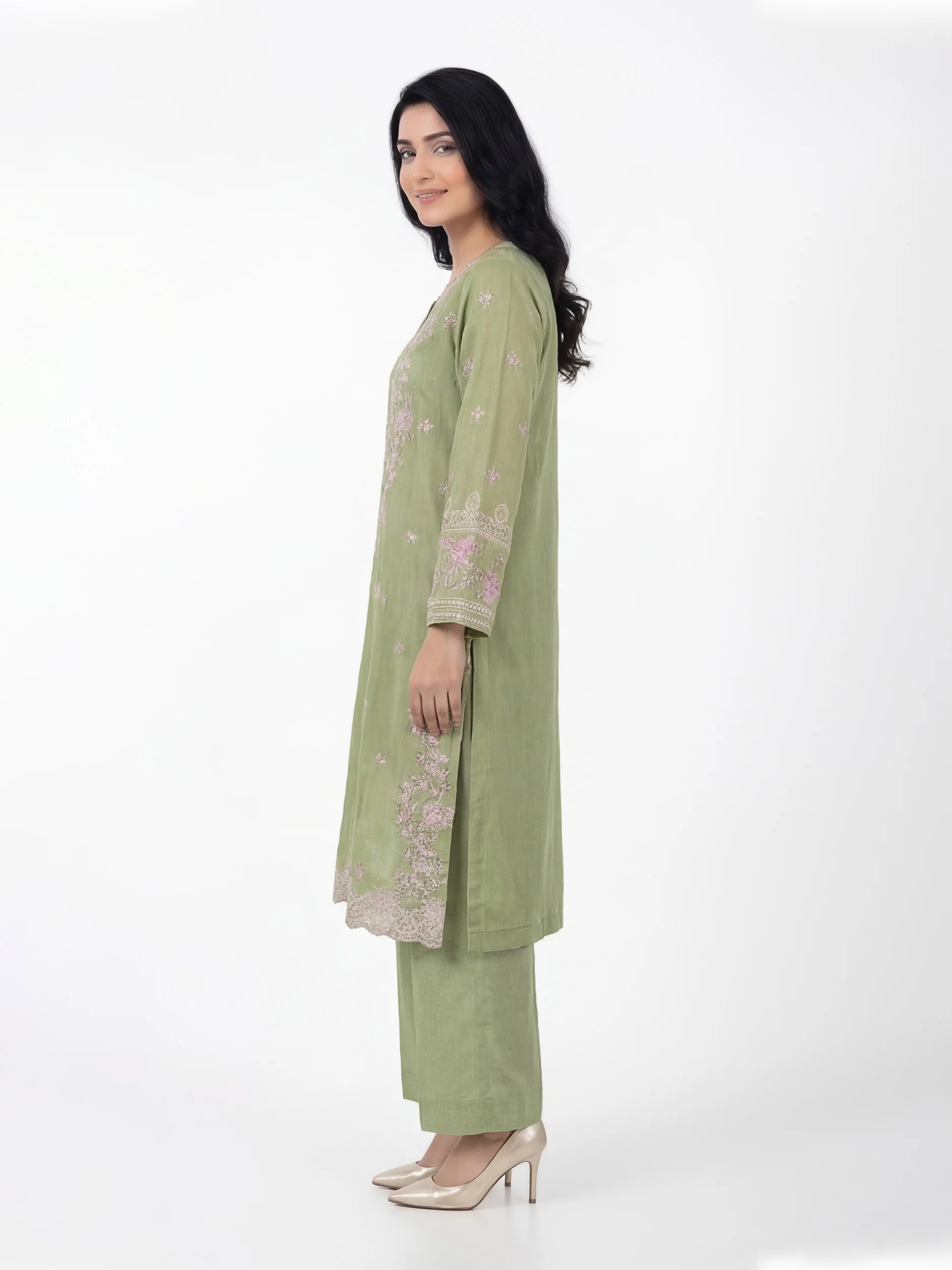 3 Piece Jacquard Yarn Dyed Suit- Embroidered (Pret) - Image 2