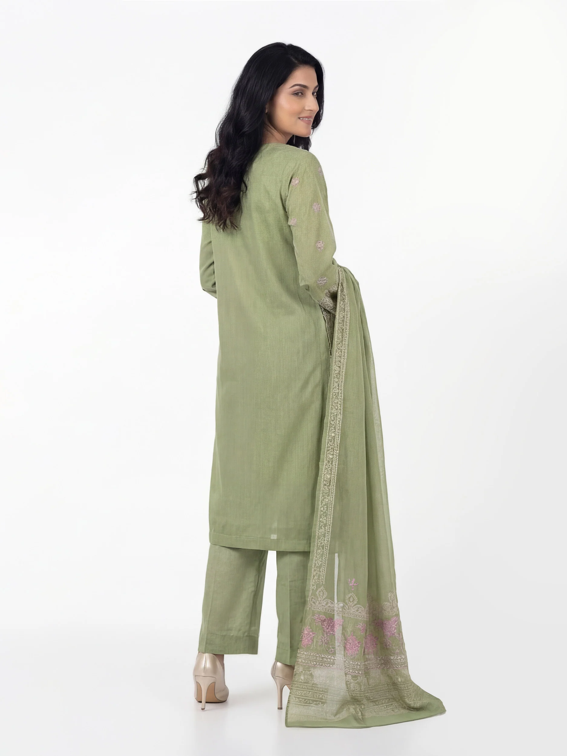 3 Piece Jacquard Yarn Dyed Suit- Embroidered (Pret) - Image 3
