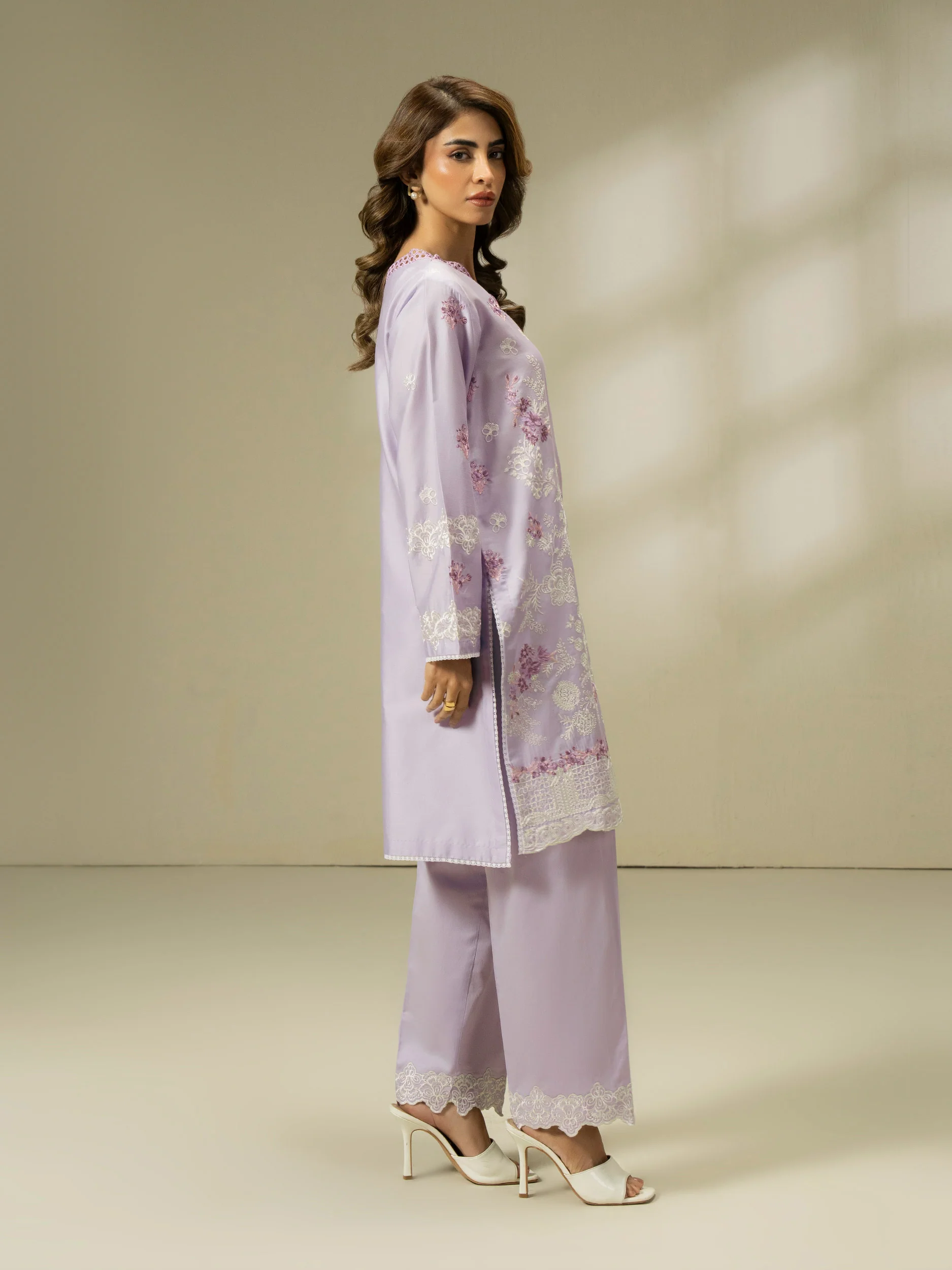 2 Piece Satin Suit-Embroidered (Pret) - Image 3