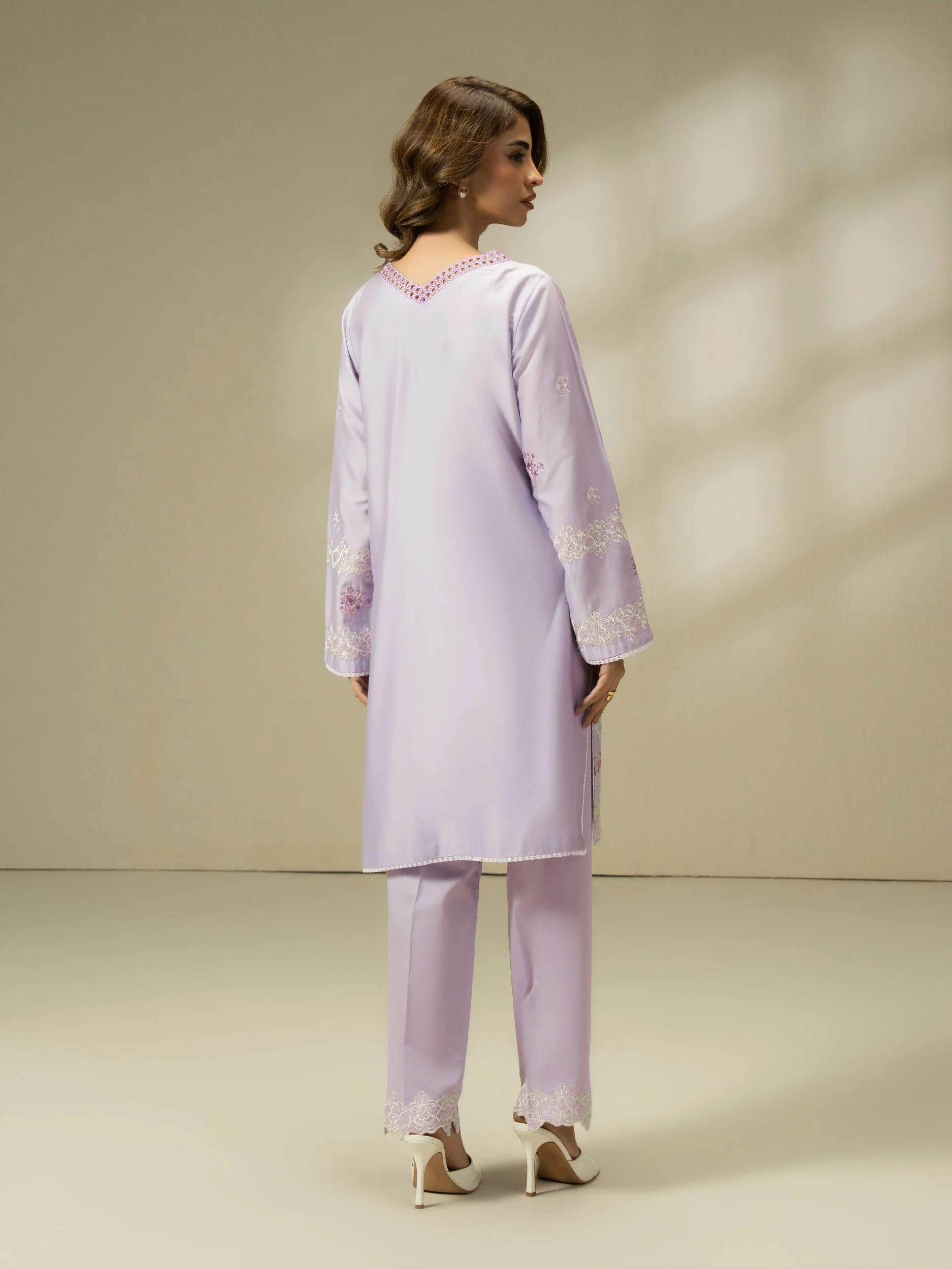 2 Piece Satin Suit-Embroidered (Pret) - Image 4