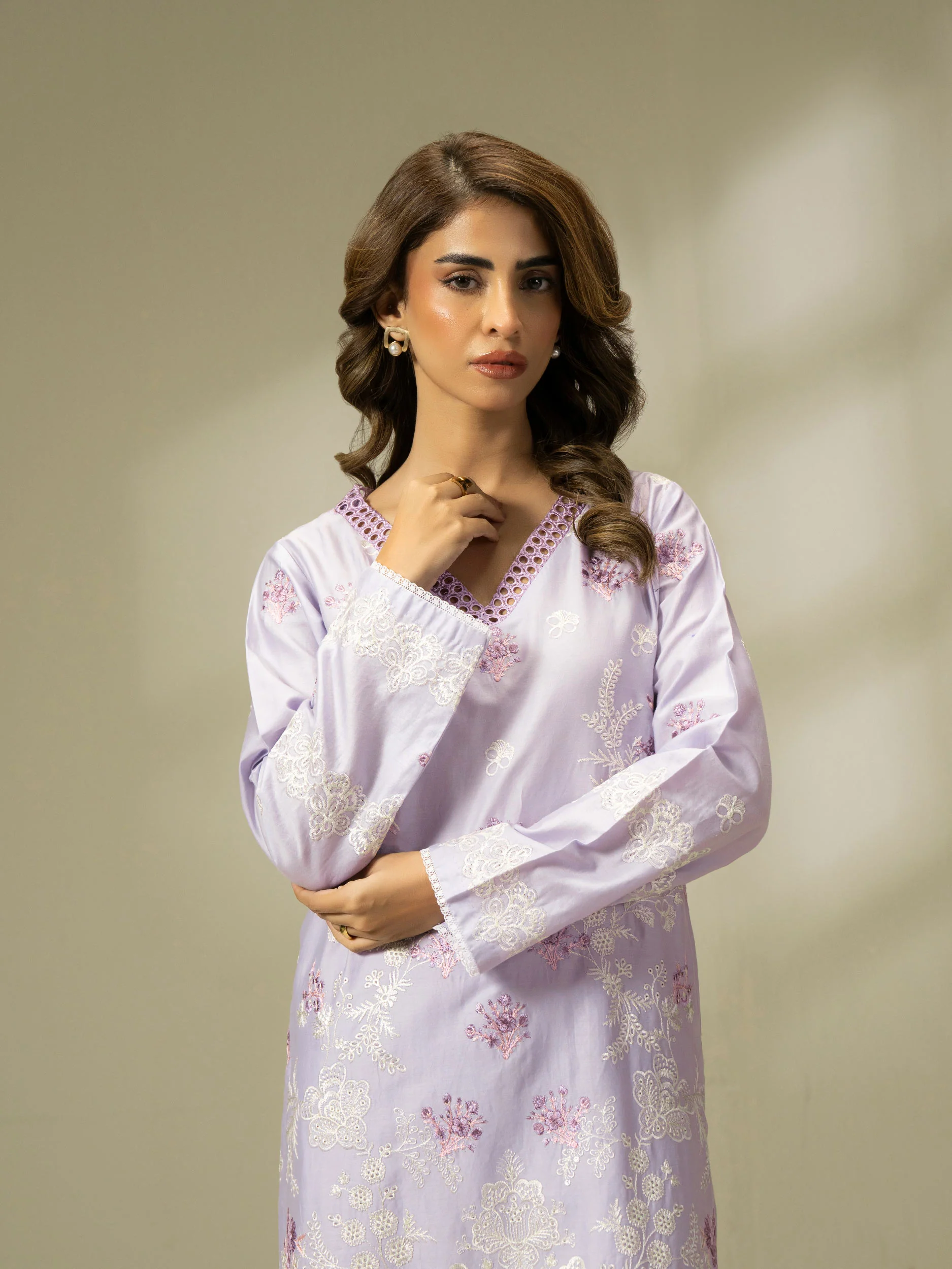 2 Piece Satin Suit-Embroidered (Pret) - Image 5