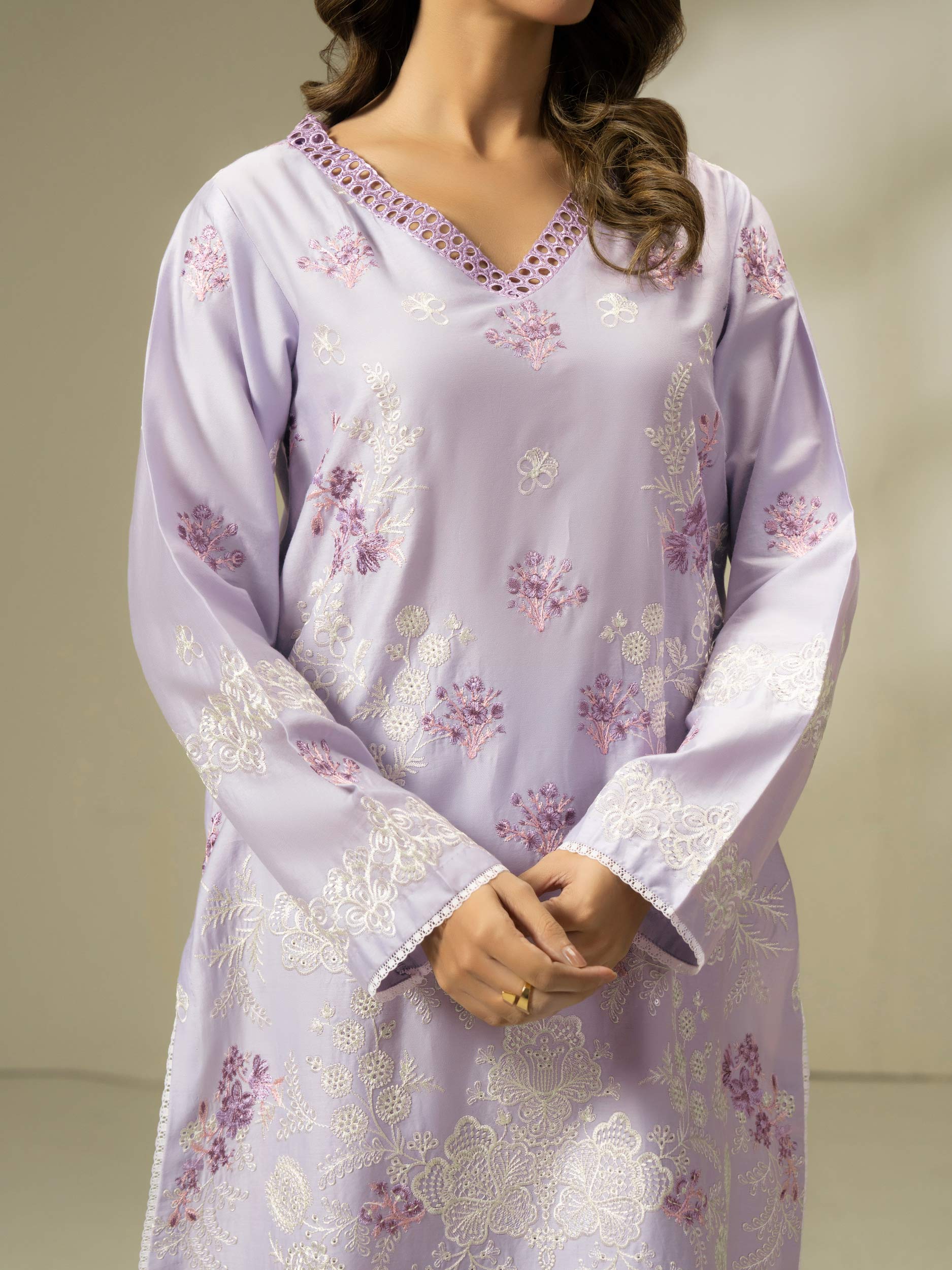 2 Piece Satin Suit-Embroidered (Pret) - Image 6