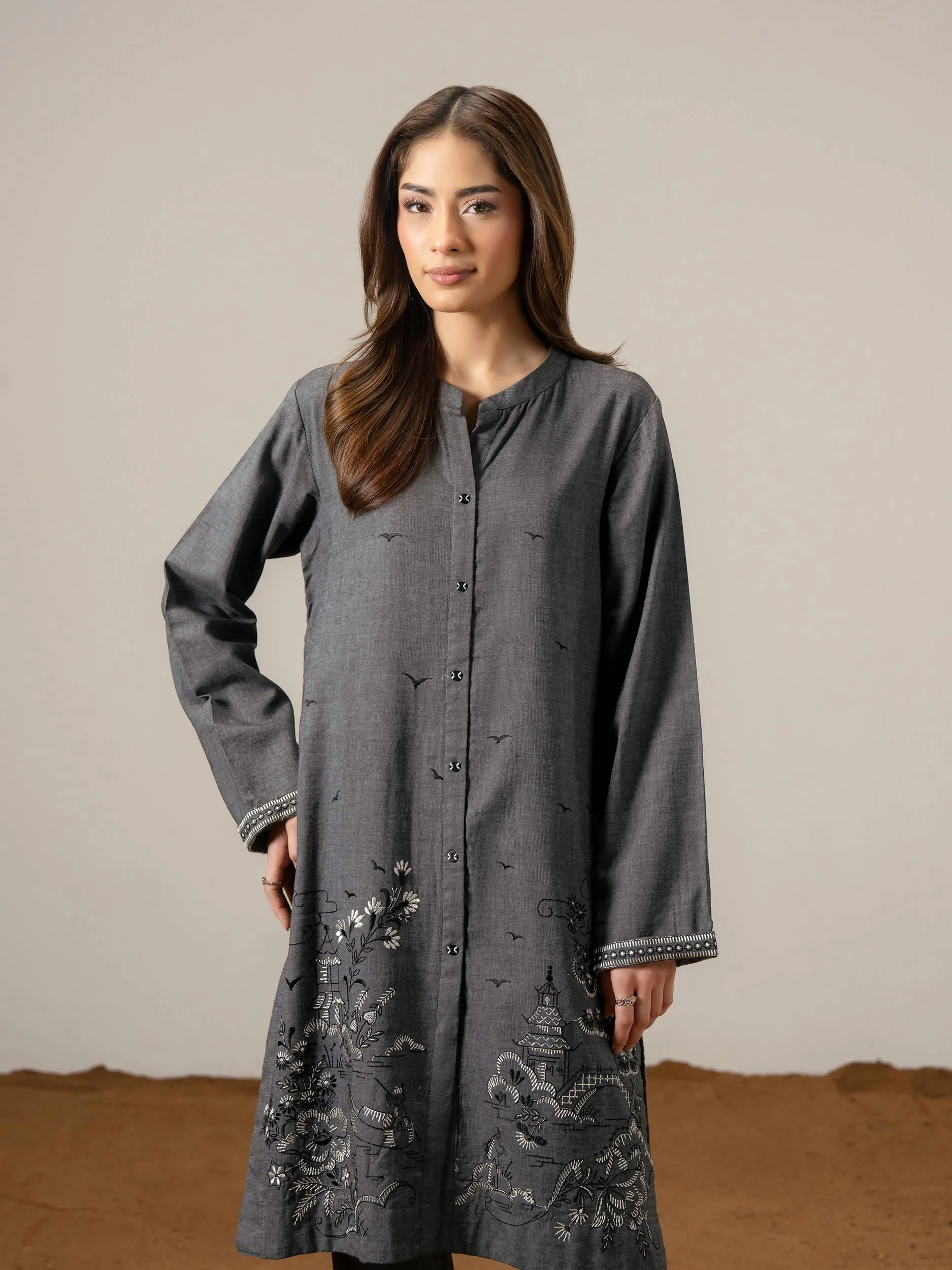 2 Piece Yarn Dyed Suit-Embroidered (Pret) - Image 2
