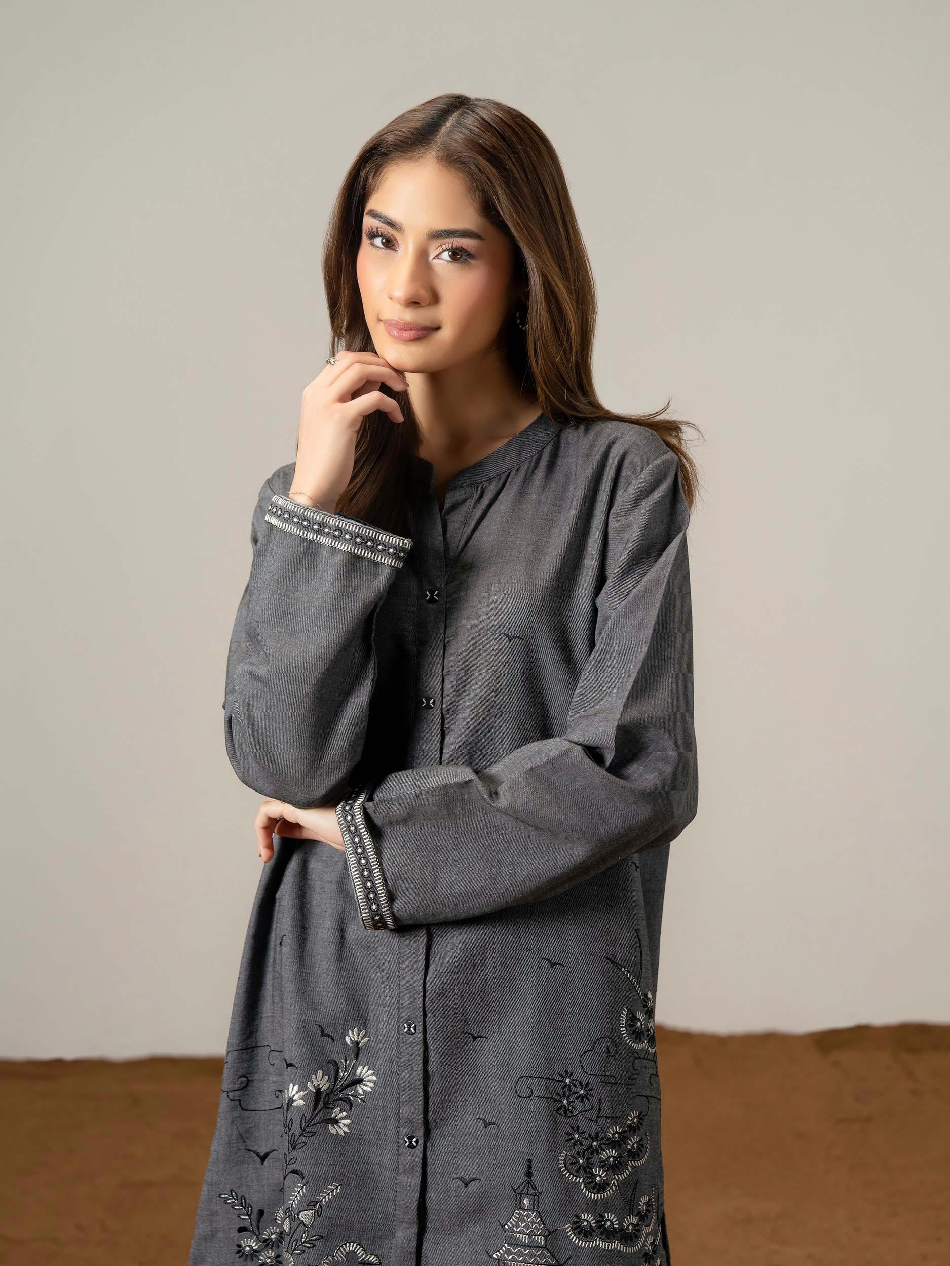 2 Piece Yarn Dyed Suit-Embroidered (Pret) - Image 5