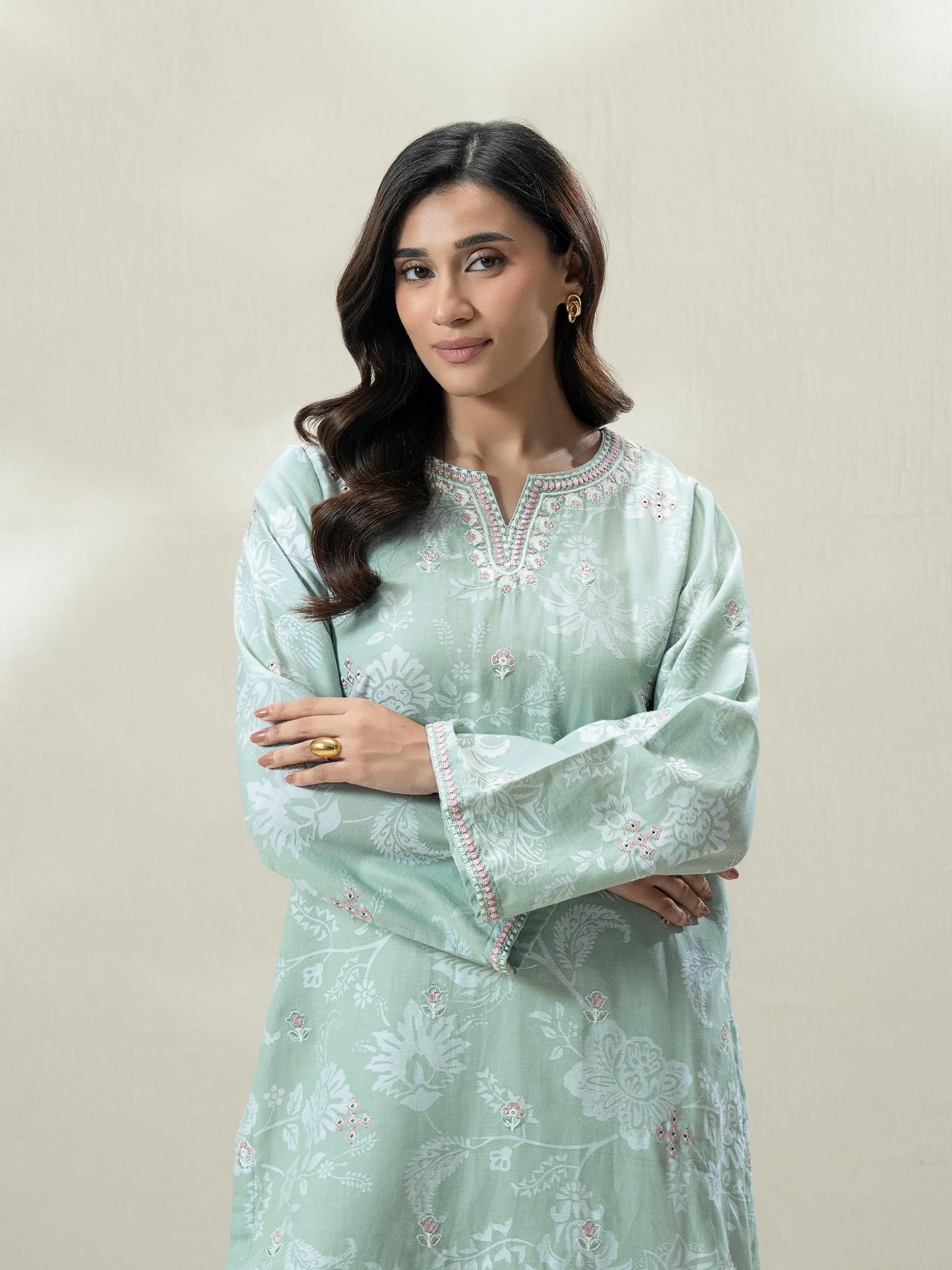 Self Jacquard Shirt- Embroidered (Pret) - Image 6