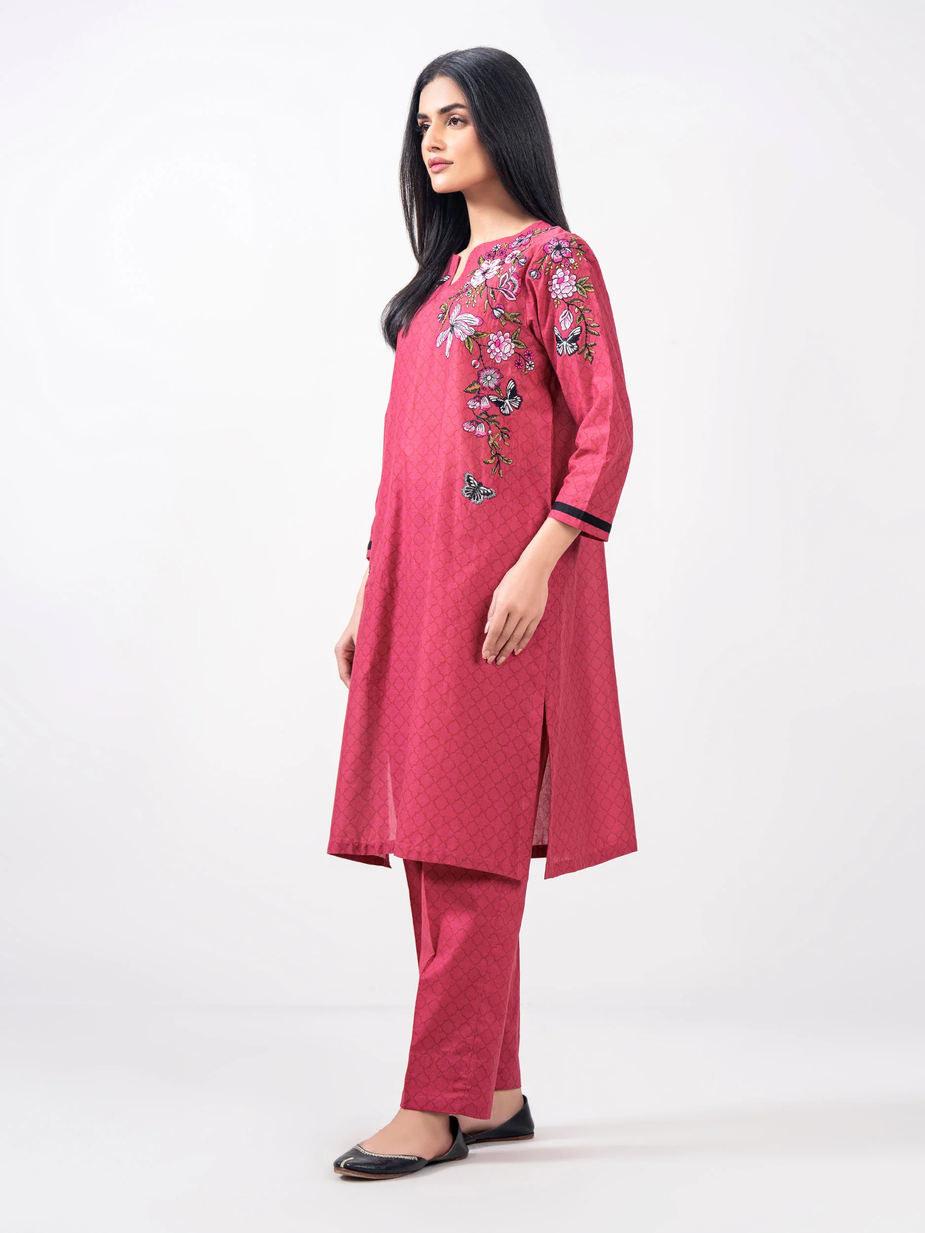 2 Piece Cambric Suit- Embroidered (Pret) - Image 3