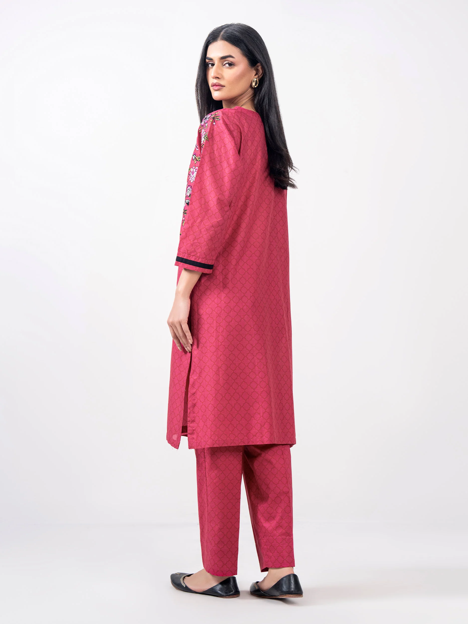 2 Piece Cambric Suit- Embroidered (Pret) - Image 4
