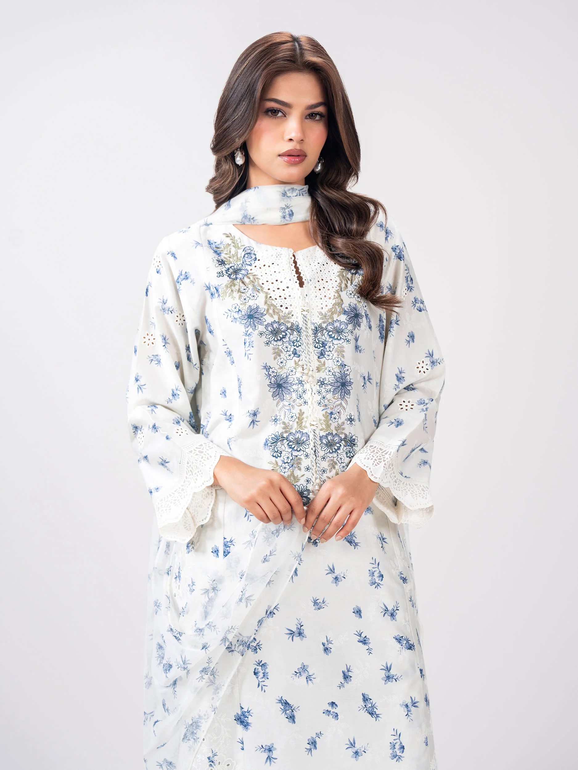 3 Piece Satin Suit- Embroidered (Pret) - Image 5