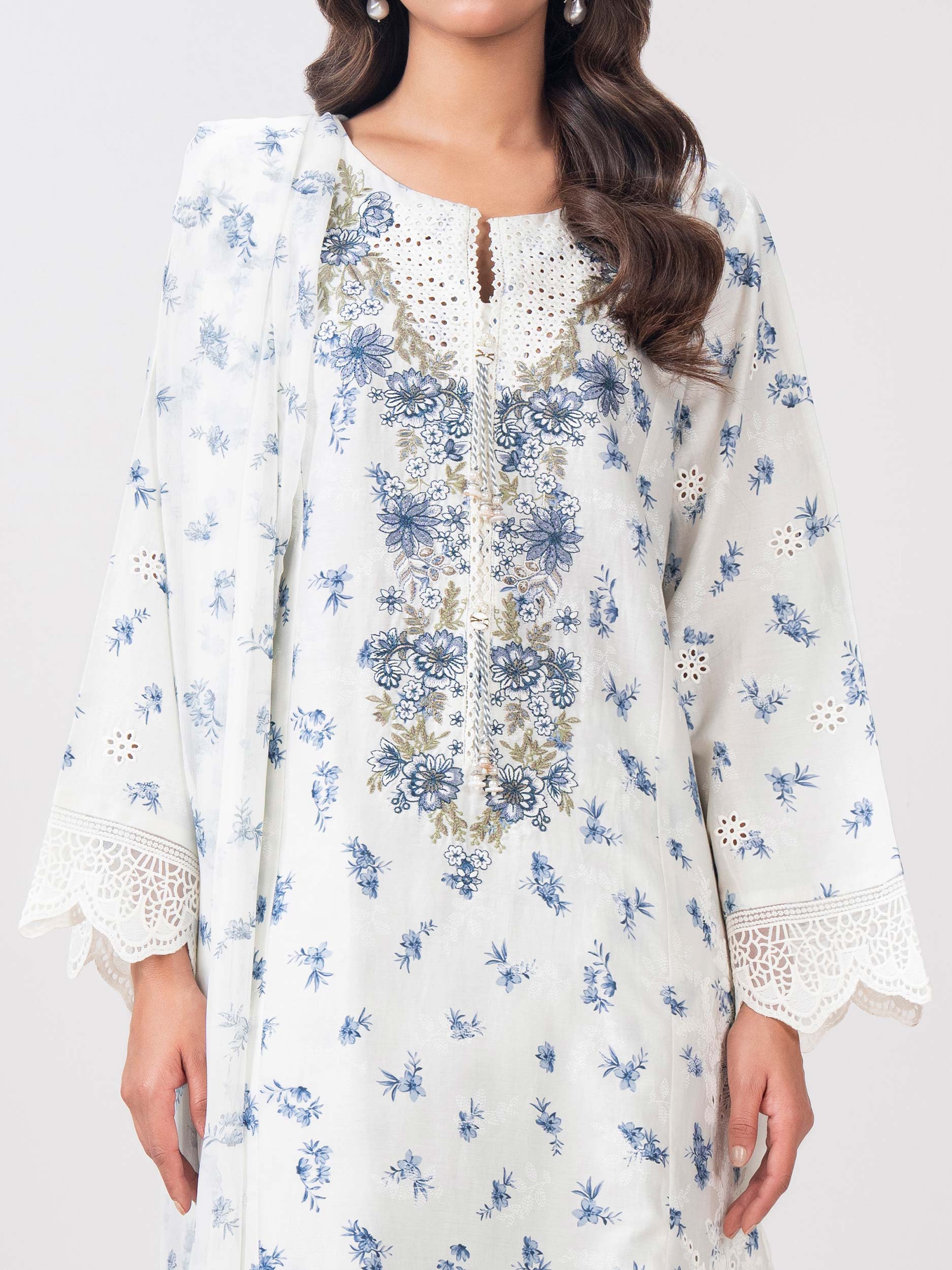 3 Piece Satin Suit- Embroidered (Pret) - Image 6