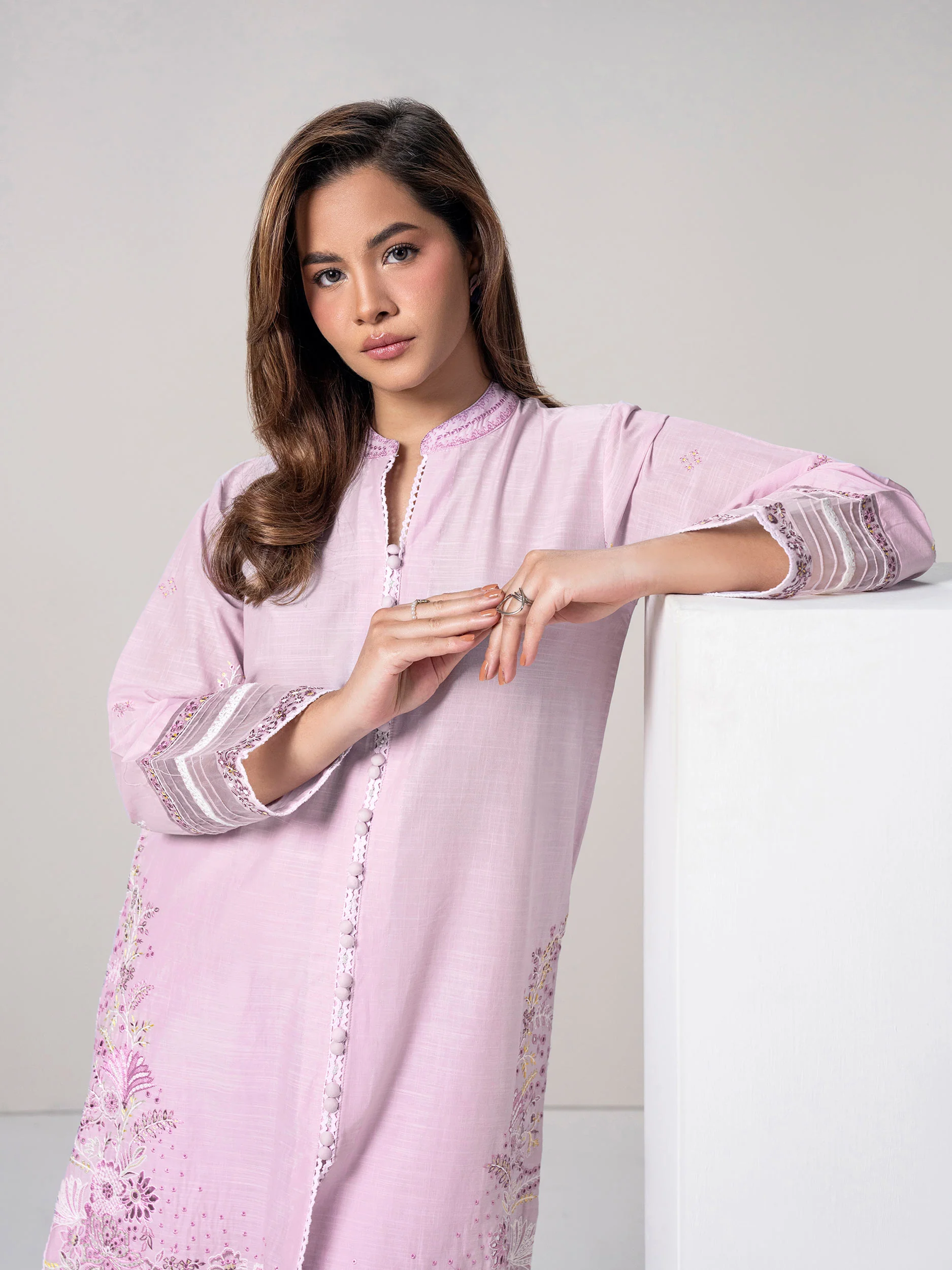 2 Piece Cambric Suit- Embroidered (Pret) - Image 4