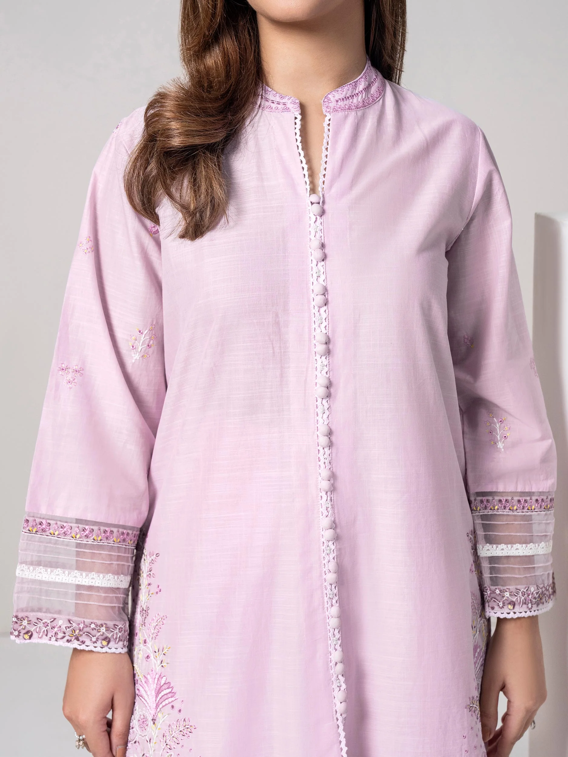 2 Piece Cambric Suit- Embroidered (Pret) - Image 5
