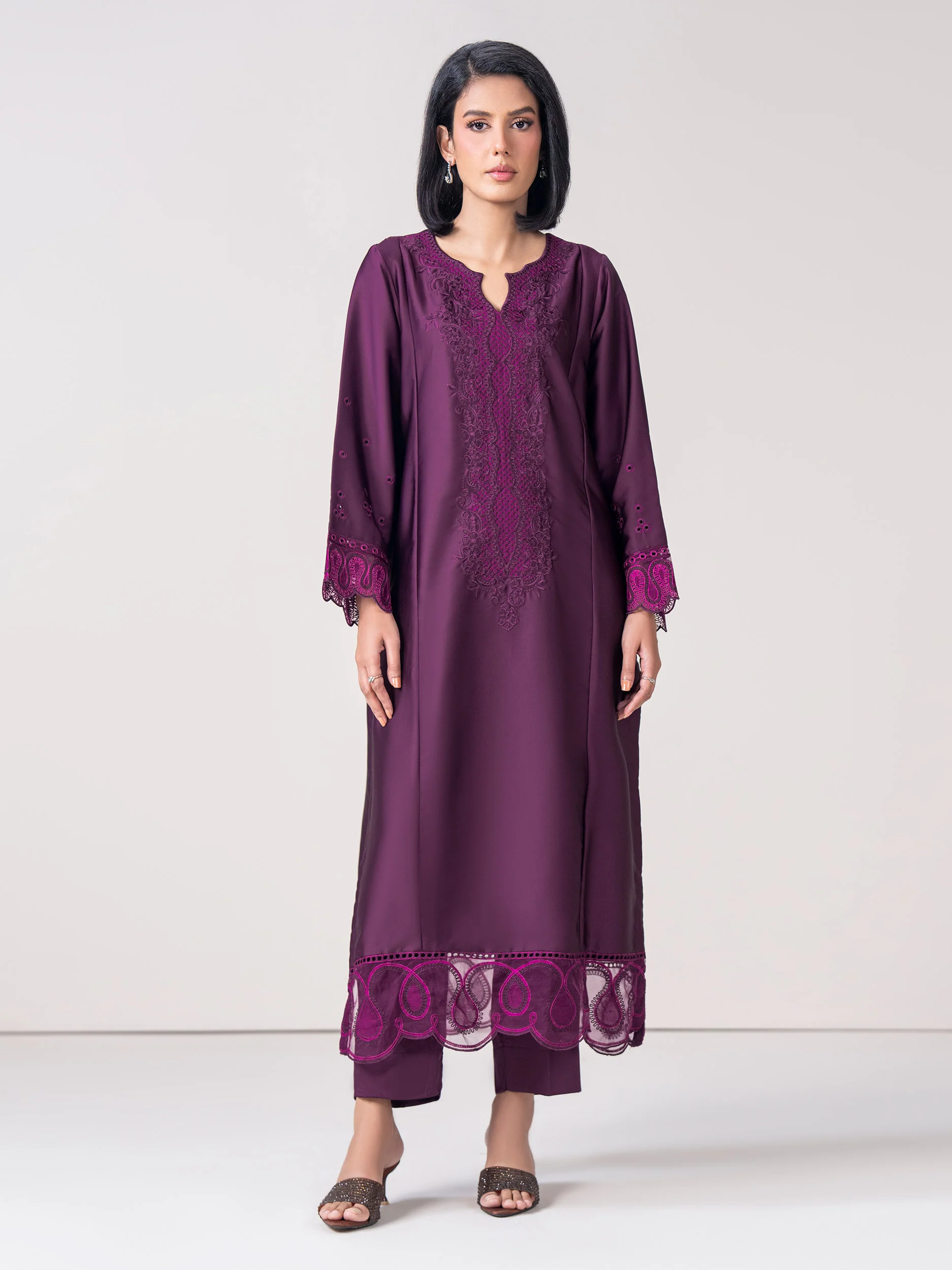 2 Piece Silk Suit- Embroidered (Pret) - Image 2