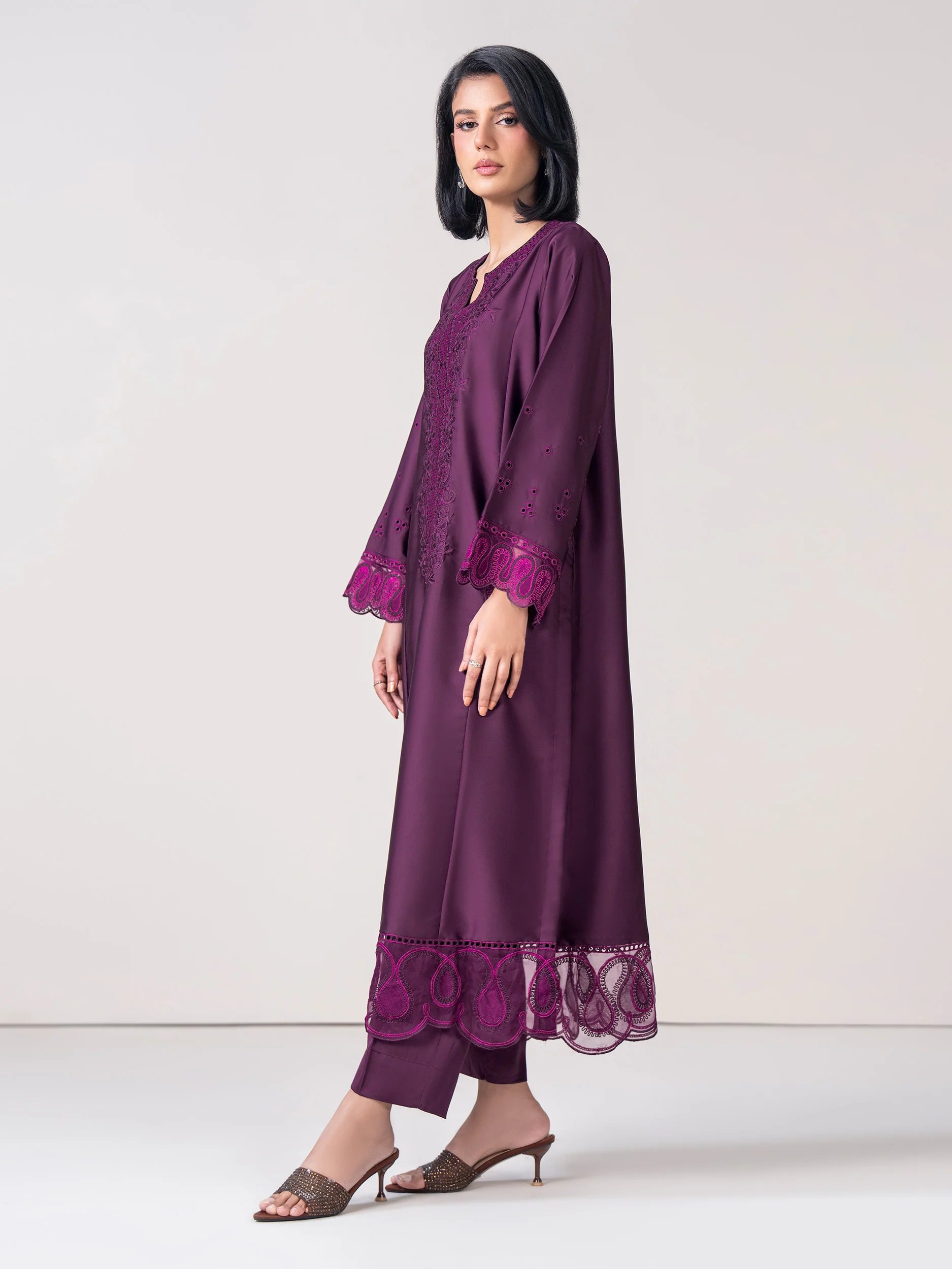 2 Piece Silk Suit- Embroidered (Pret) - Image 3