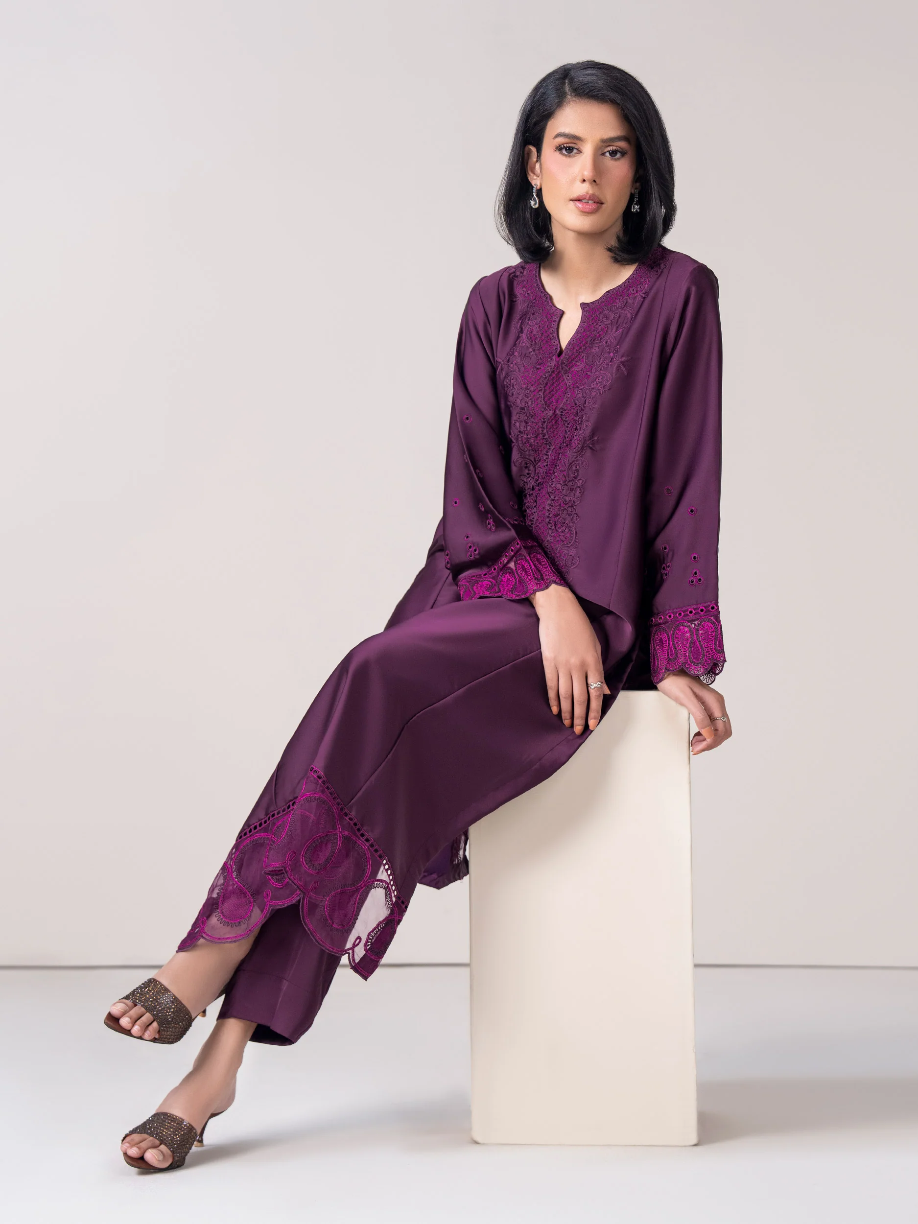 2 Piece Silk Suit- Embroidered (Pret) - Image 5