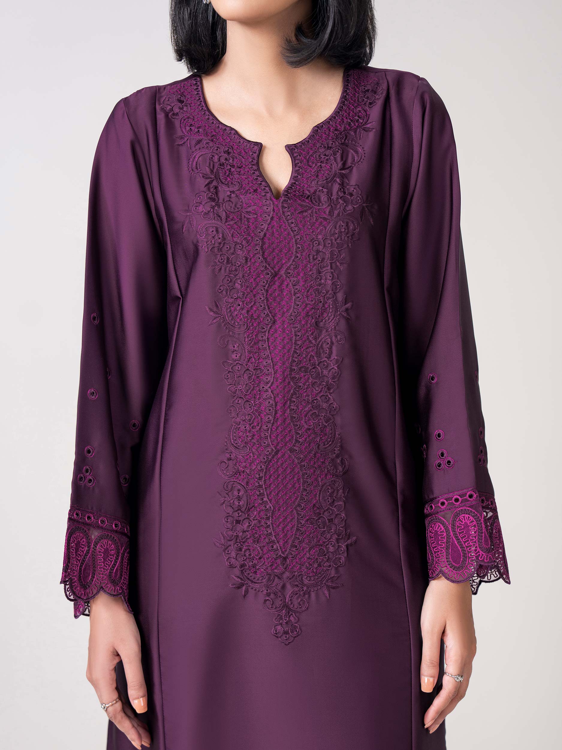 2 Piece Silk Suit- Embroidered (Pret) - Image 6