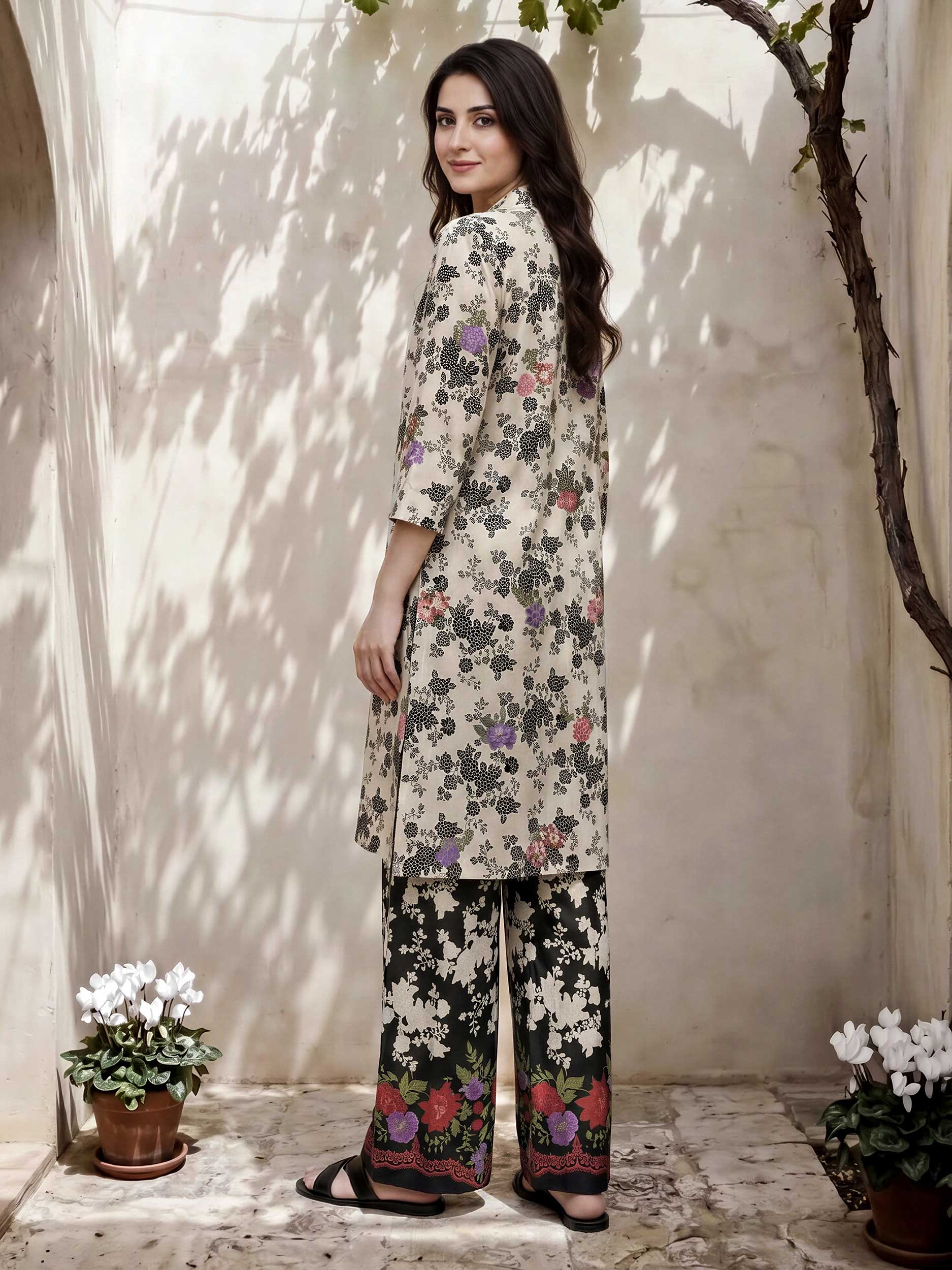2 Piece Cambric Suit- Embroidered (Pret) - Image 2
