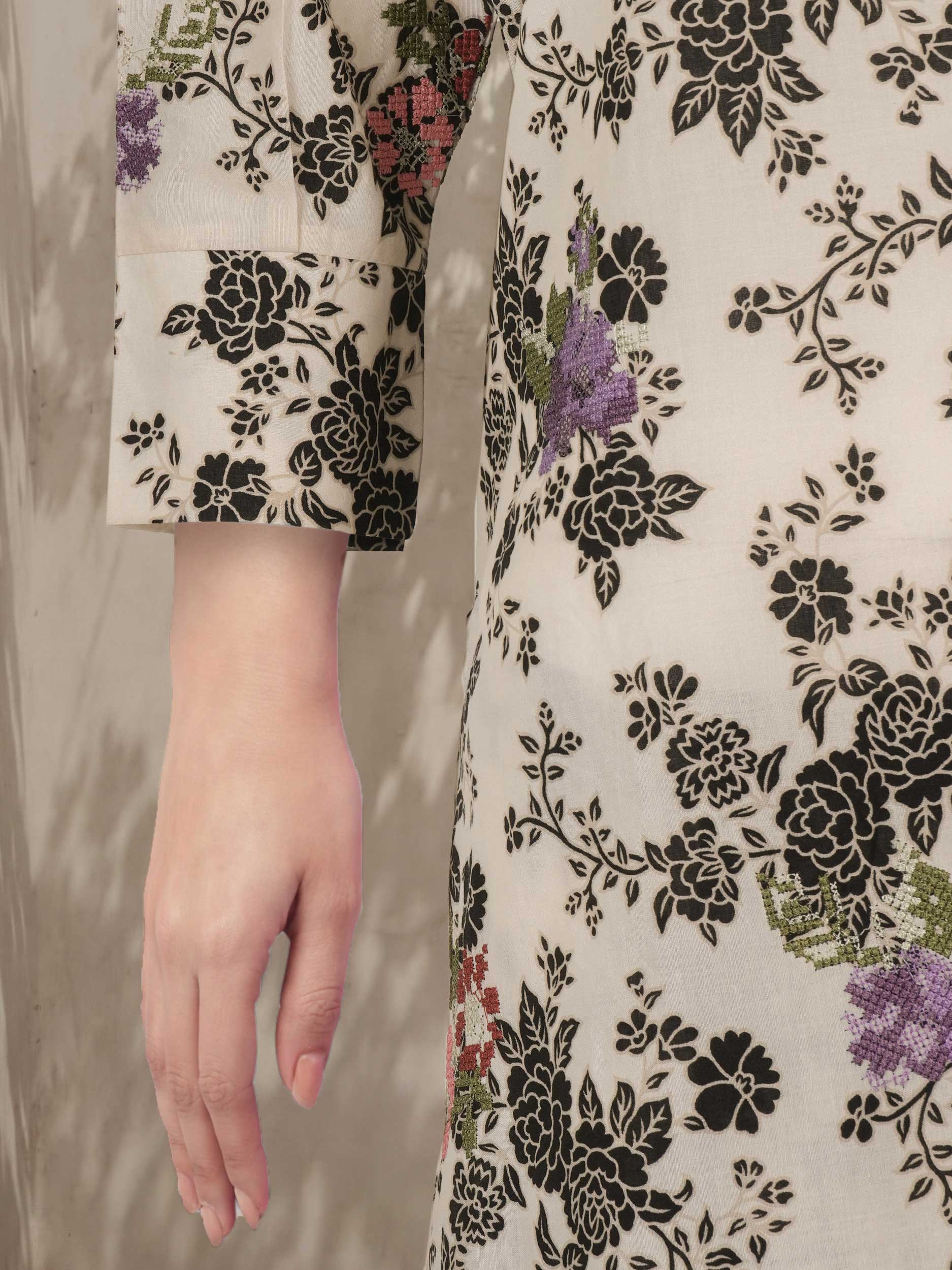2 Piece Cambric Suit- Embroidered (Pret) - Image 5