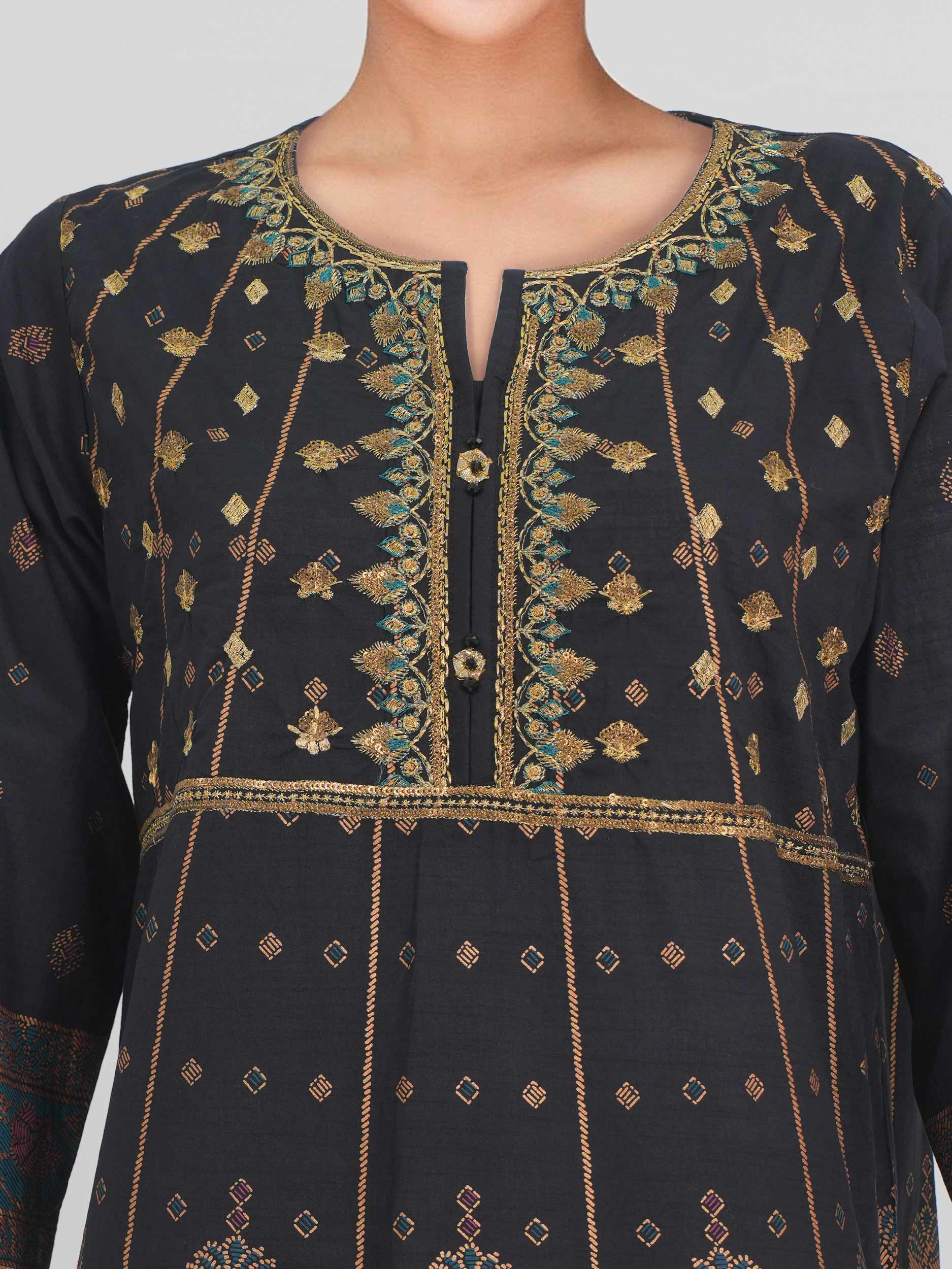 2 Piece Lawn Slub Suit-Embroidered (Pret) - Image 3