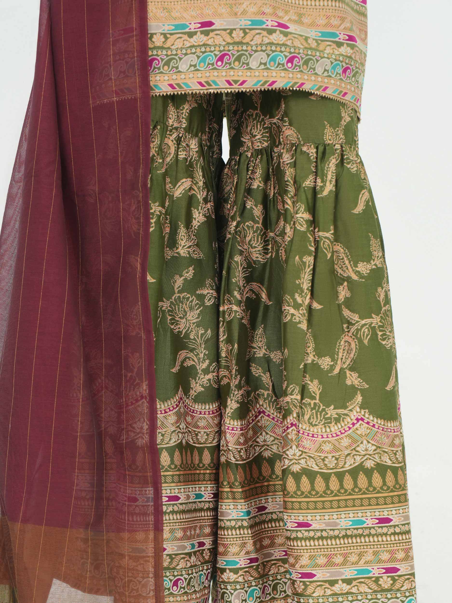 3 Piece Satin Suit- Embroidered (Pret) - Image 6