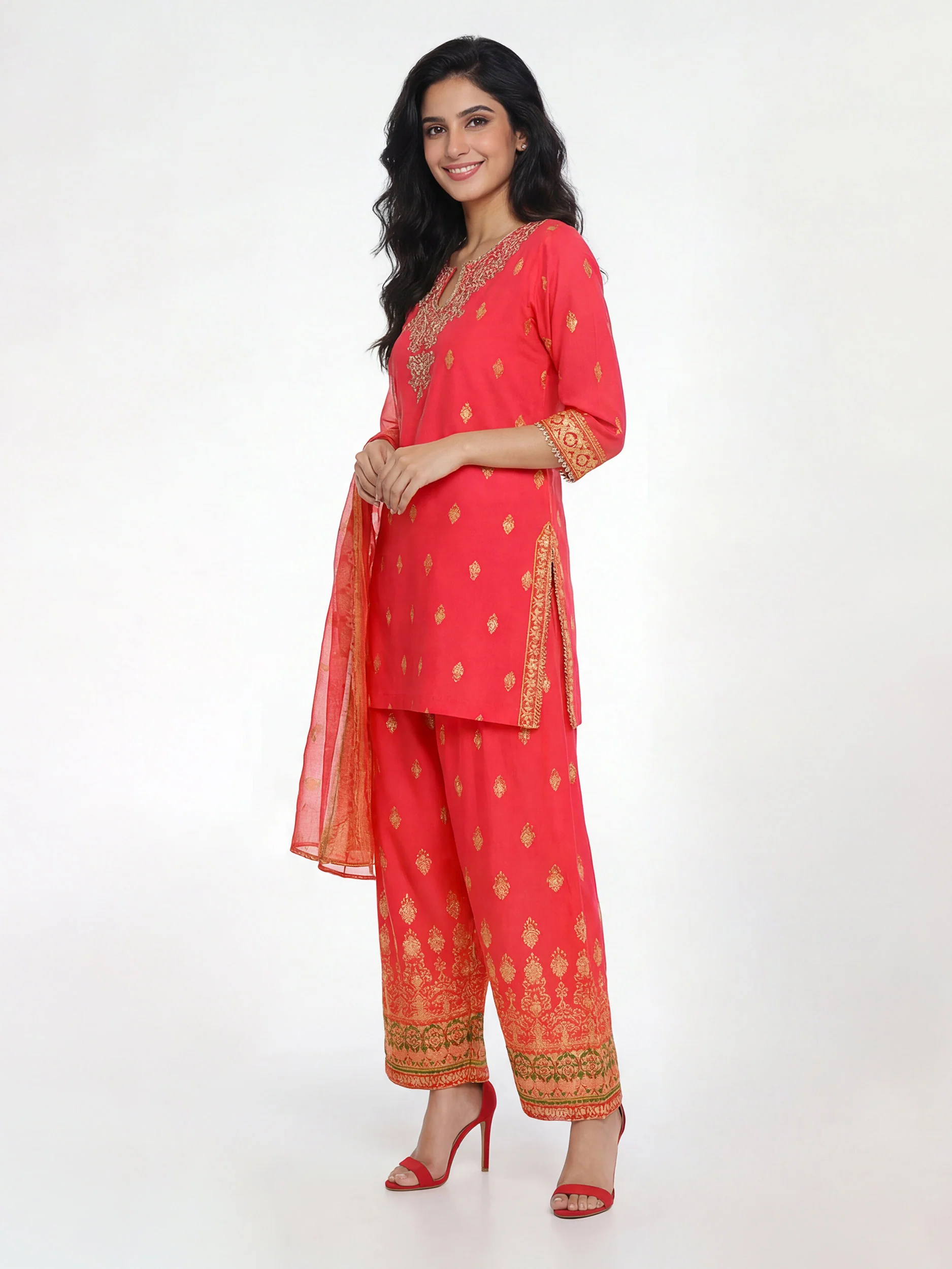 3 Piece Cambric Suit- Embroidered (Pret) - Image 2