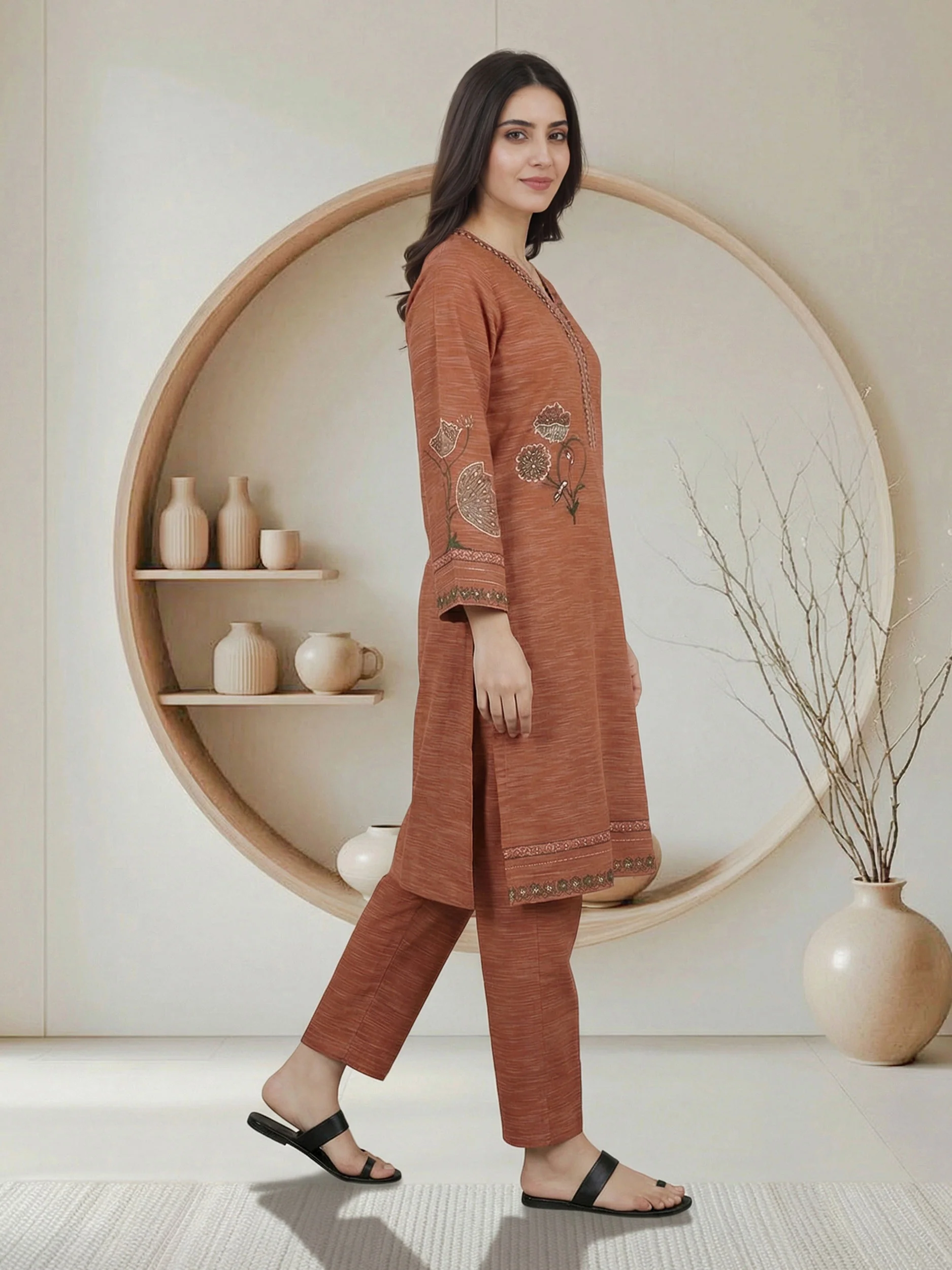 2 Piece Yarn Dyed Suit- Embroidered (Pret) - Image 2