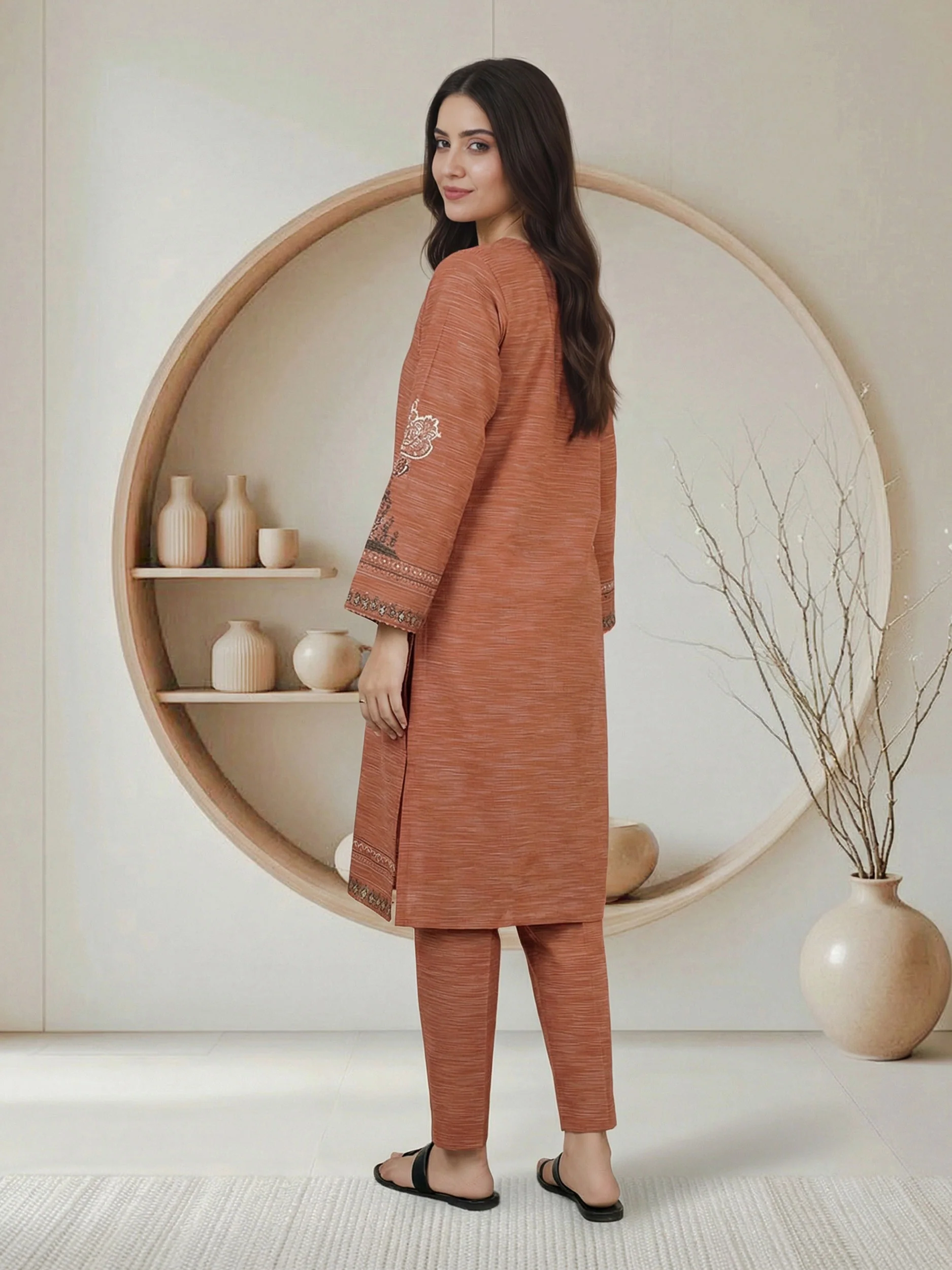 2 Piece Yarn Dyed Suit- Embroidered (Pret) - Image 3