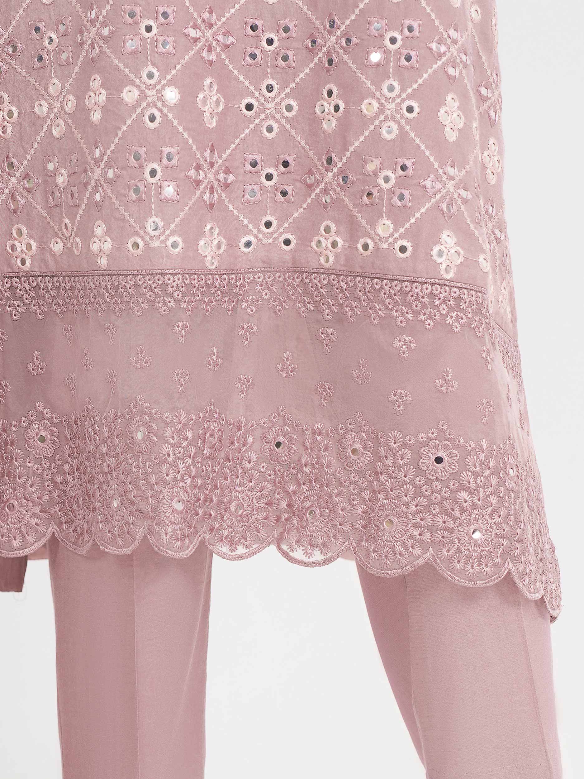 3 Piece Raw Silk Suit- Embroidered (Pret) - Image 5