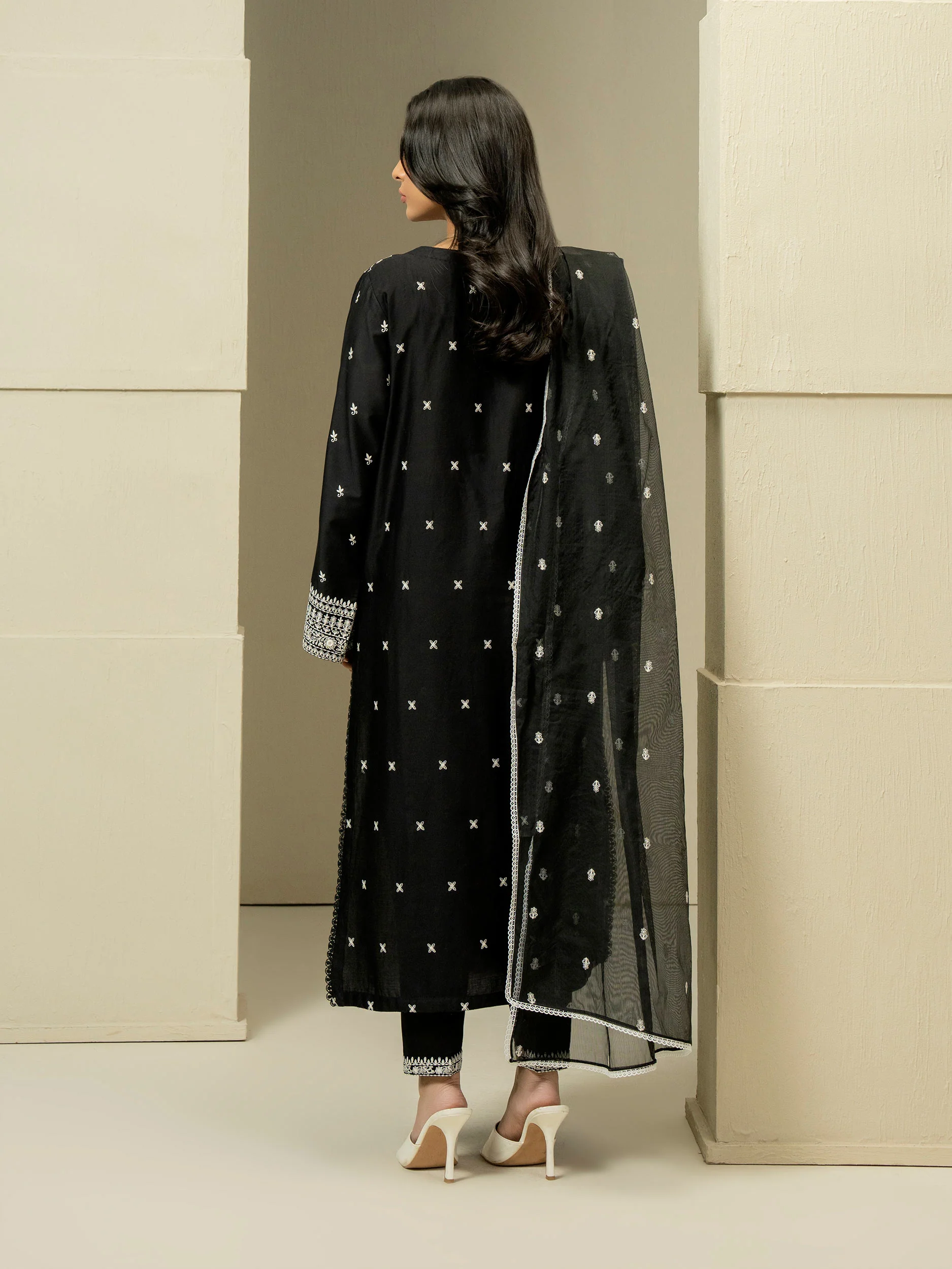 3 Piece Satin Suit-Embroidered (Pret) - Image 5