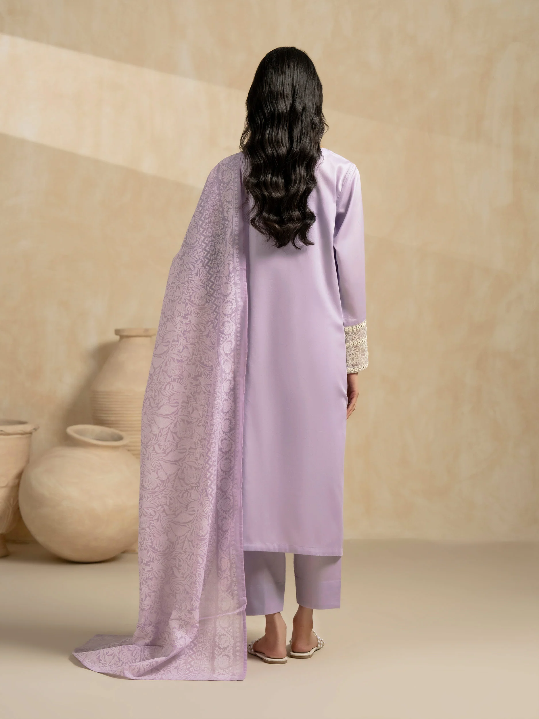 3 Piece Satin Suit-Embroidered (Pret) - Image 5