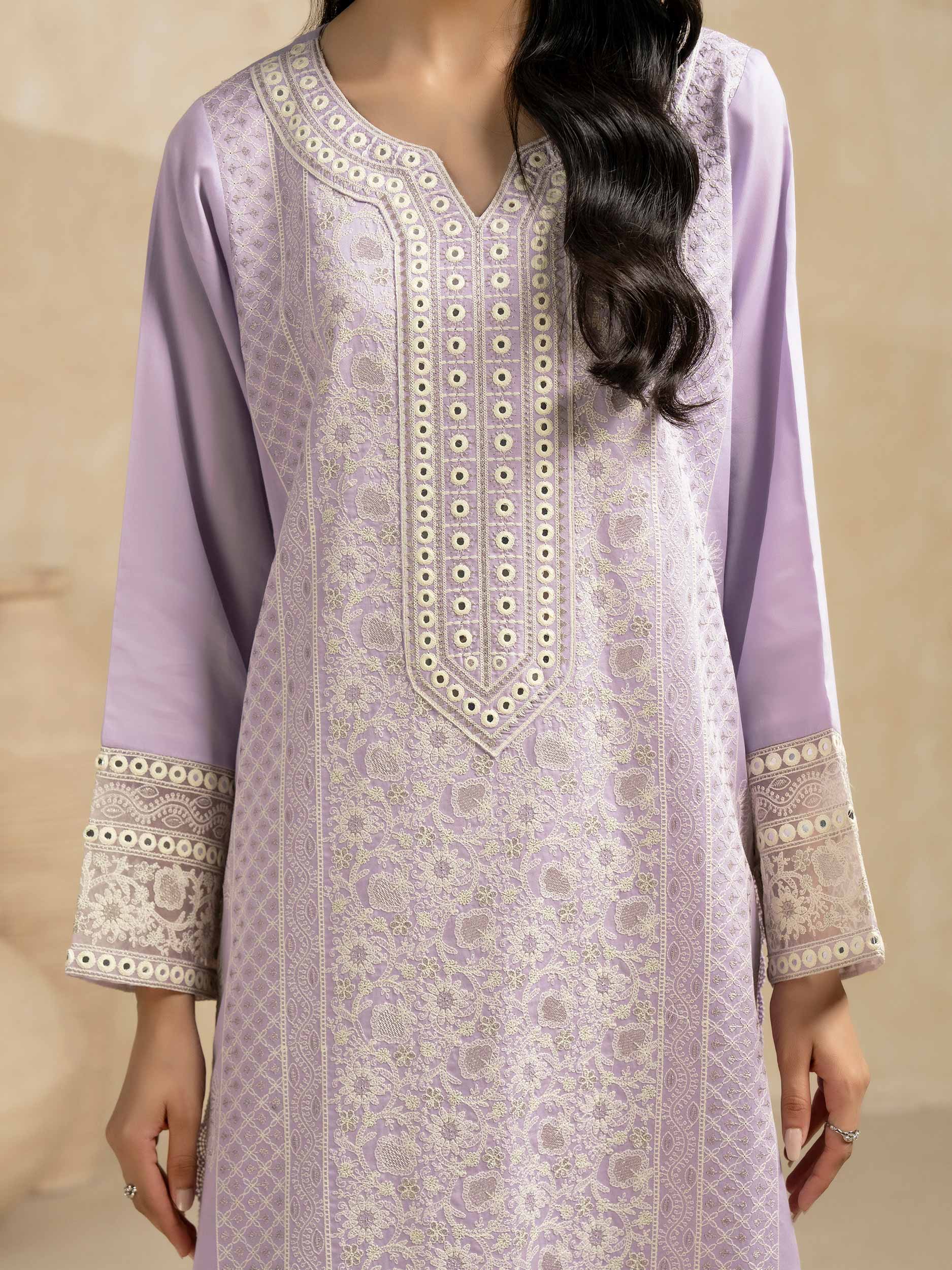 3 Piece Satin Suit-Embroidered (Pret) - Image 6