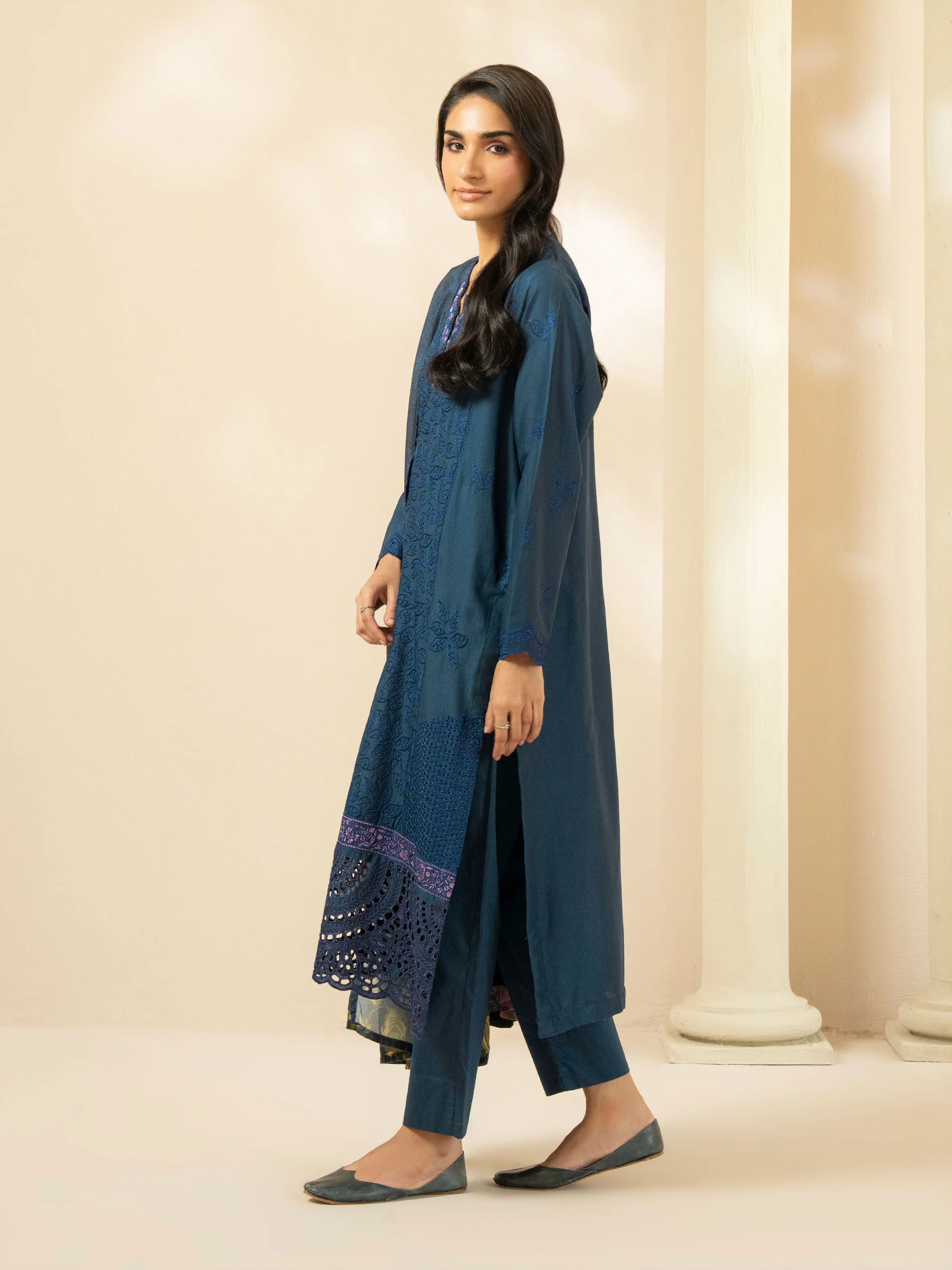 3 Piece Cotton Suit-Embroidered (Pret) - Image 4