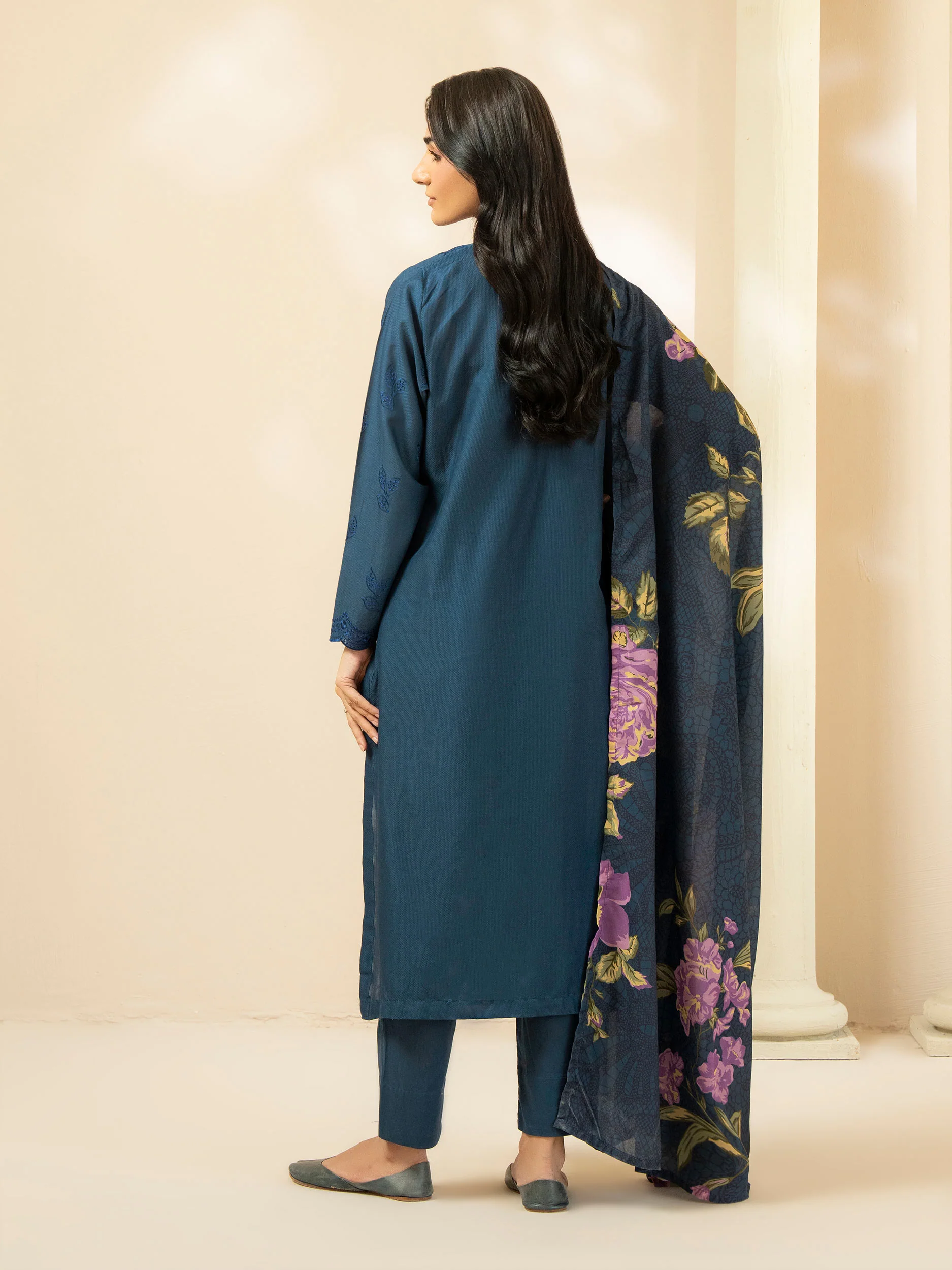 3 Piece Cotton Suit-Embroidered (Pret) - Image 5