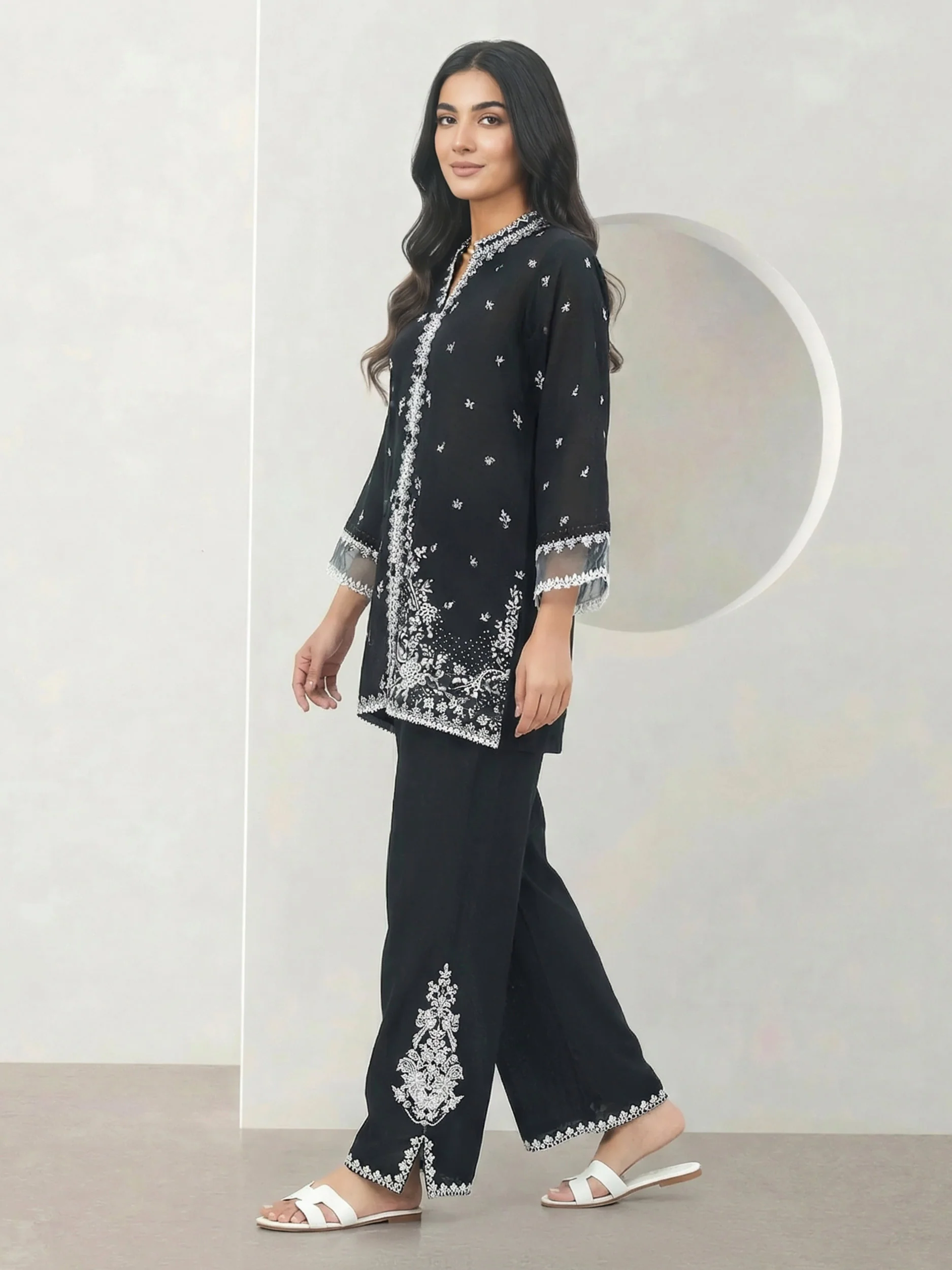 2 Piece Dobby Suit- Embroidered (Pret) - Image 2