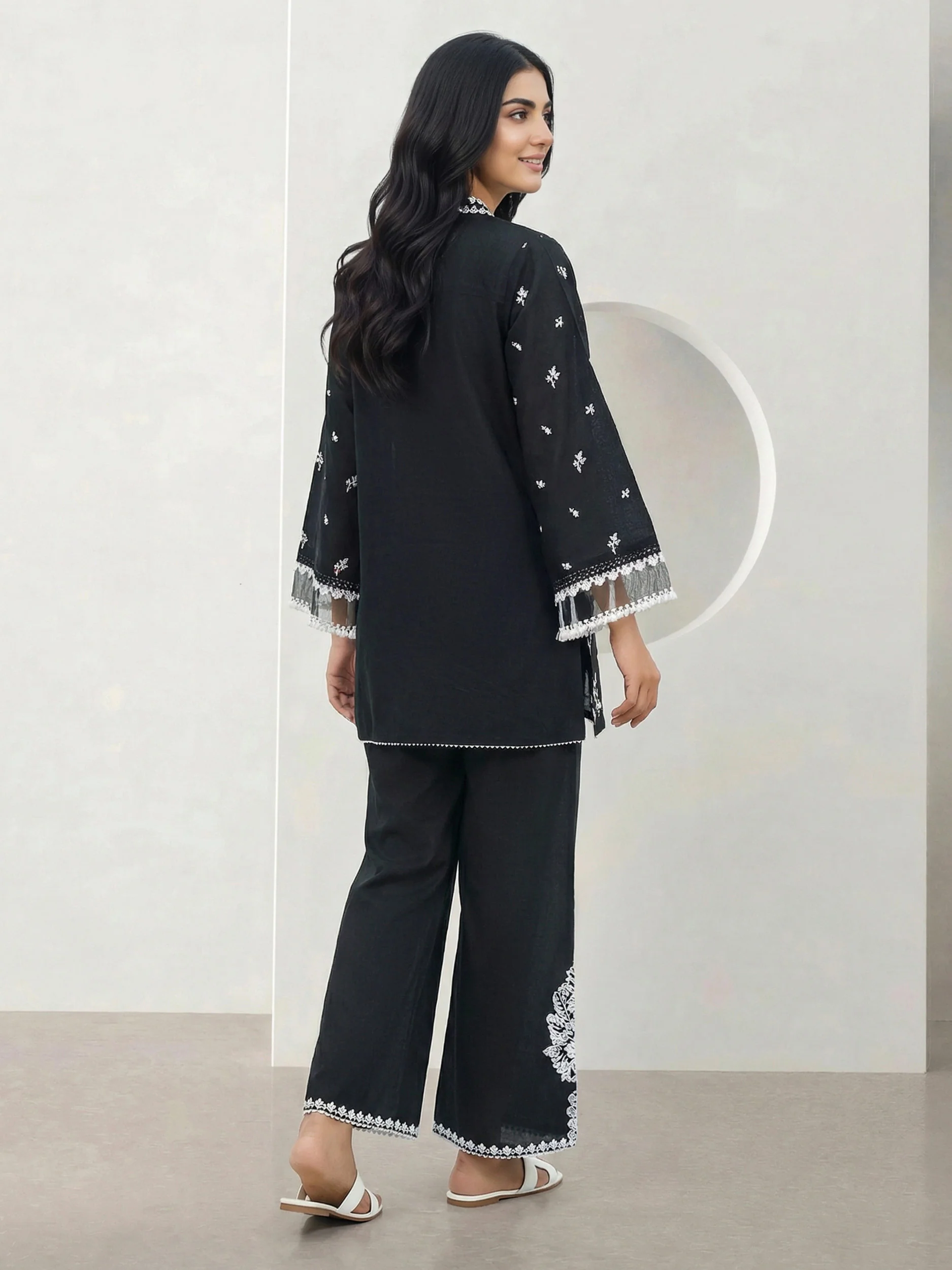 2 Piece Dobby Suit- Embroidered (Pret) - Image 3